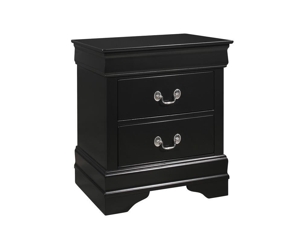 Louis Philippe 2-drawer Nightstand Black, Black