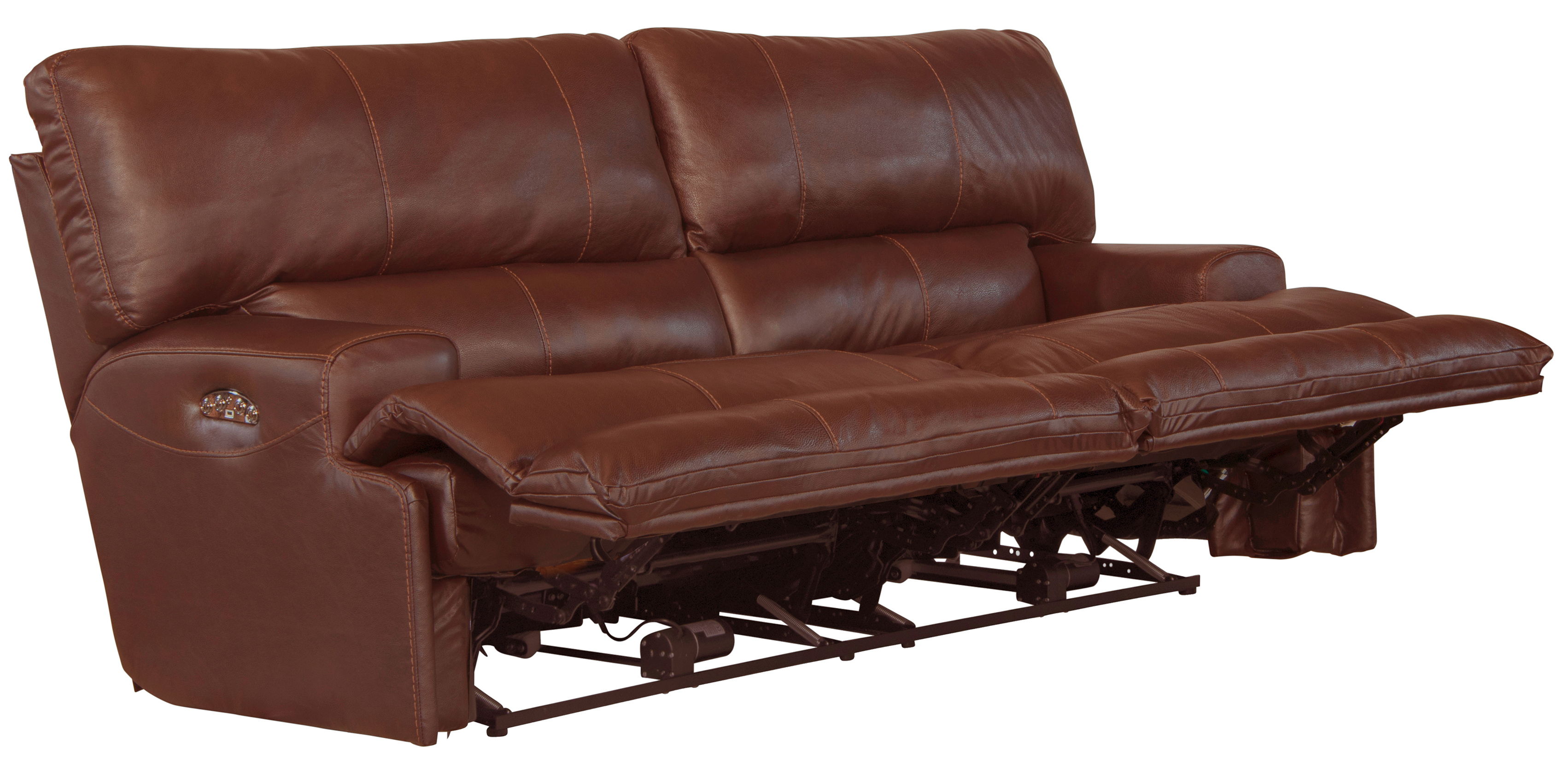 Wembley - Italian Leather Match Power Layflat Reclining Sofa With Power Adjustable Headrest - Walnut