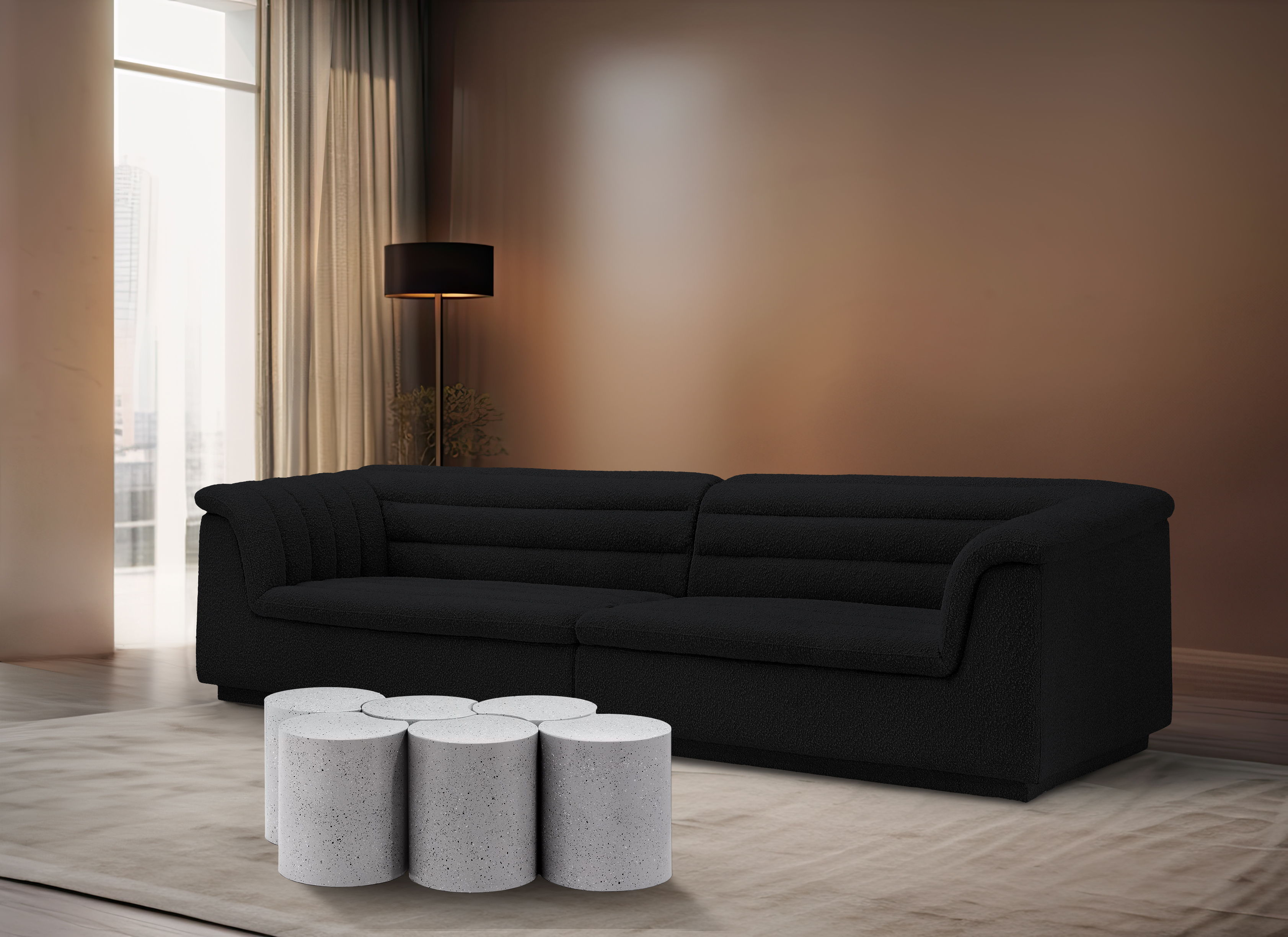 Dimple - 16" 6 Piece Modular Coffee Table - White Terazzo