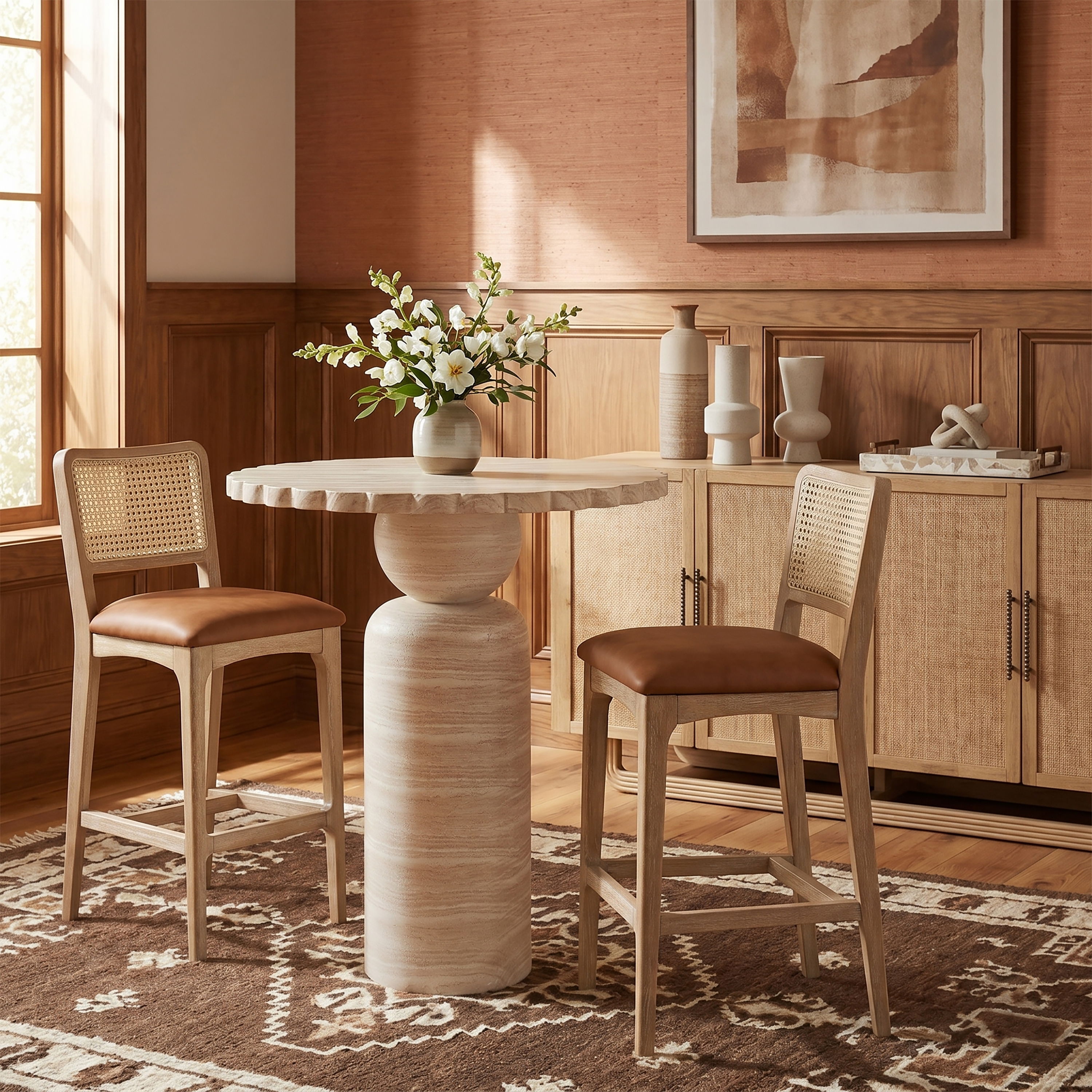 Petalia - Indoor/Outdoor Bar Table - Travertine