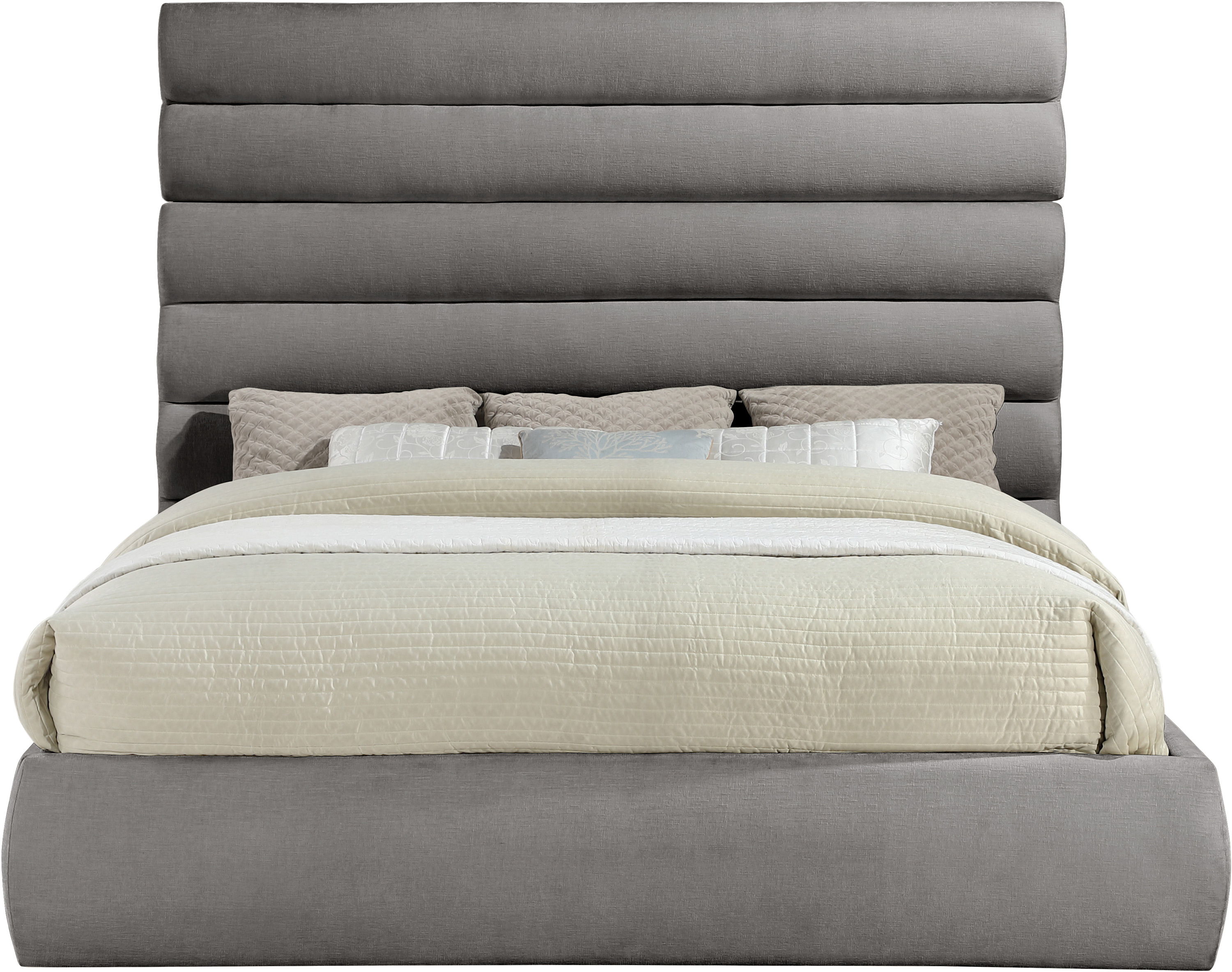 Adam - Chenille Fabric King Bed With 70.5" Headboard - Gray