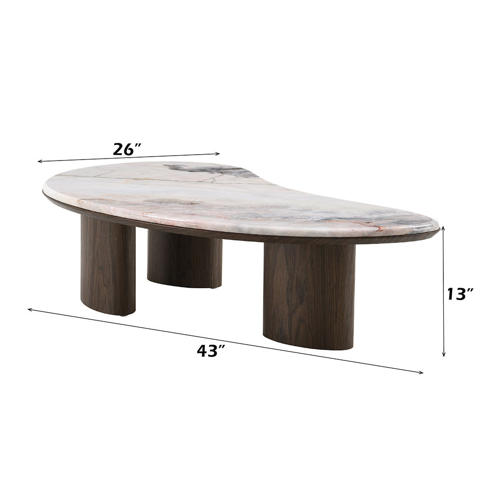 Hanale - Coffee Table With Marble Top - Natural / Brown, beige, view 4