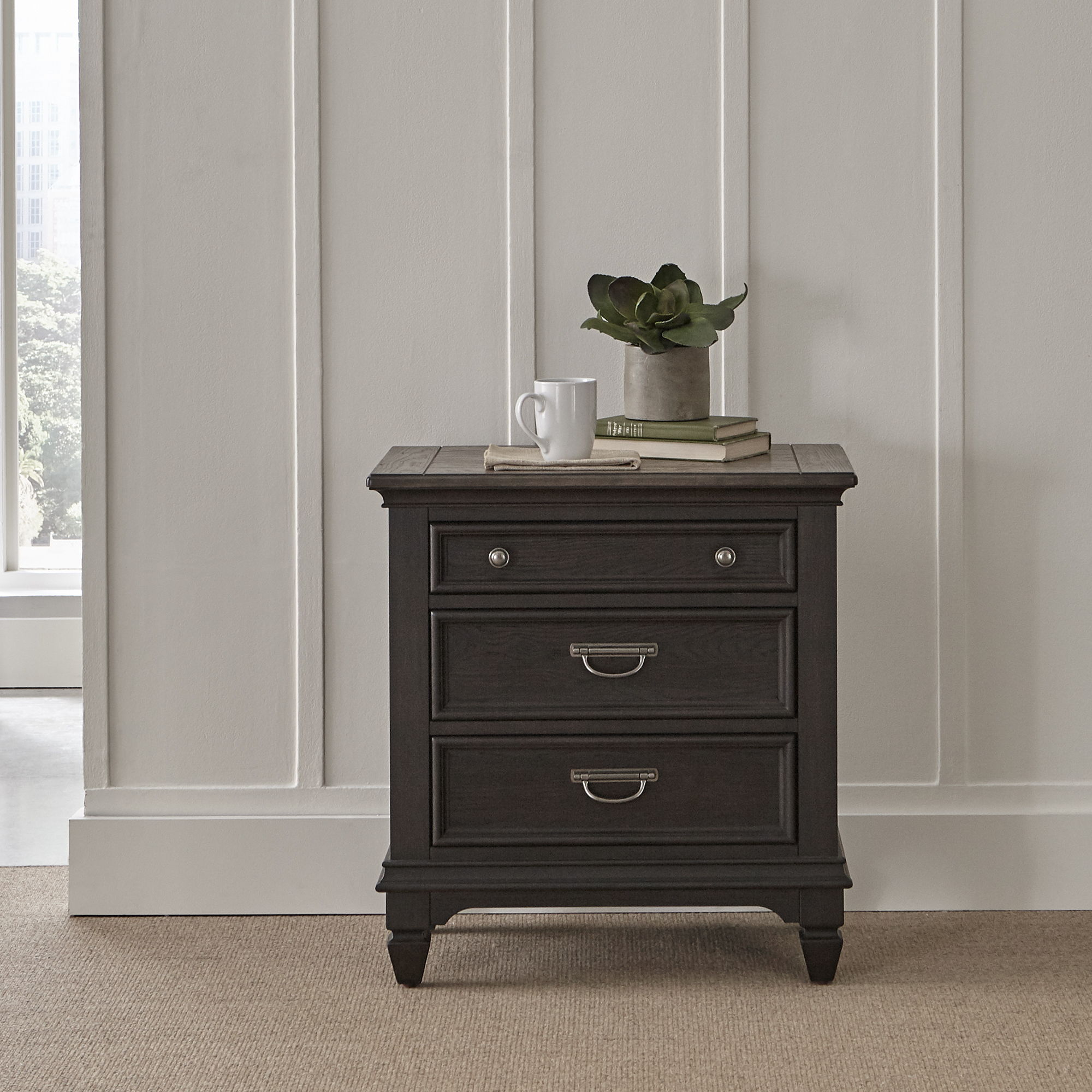 Liberty Furniture Allyson Park - Night Stand With Charging Station - Dark Brown