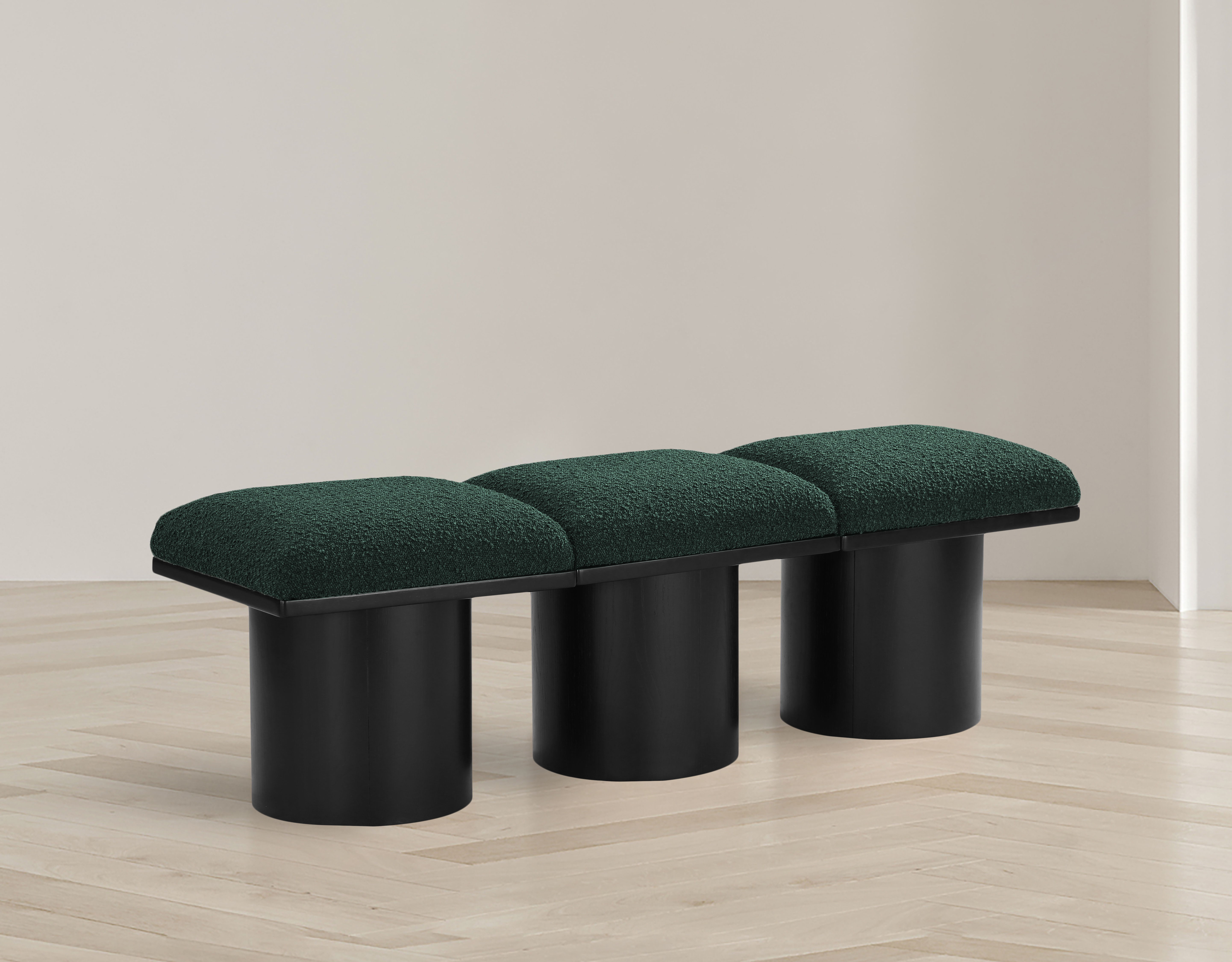 Pavilion - 54" 3 Piece Modular Bench With Black Base - Green