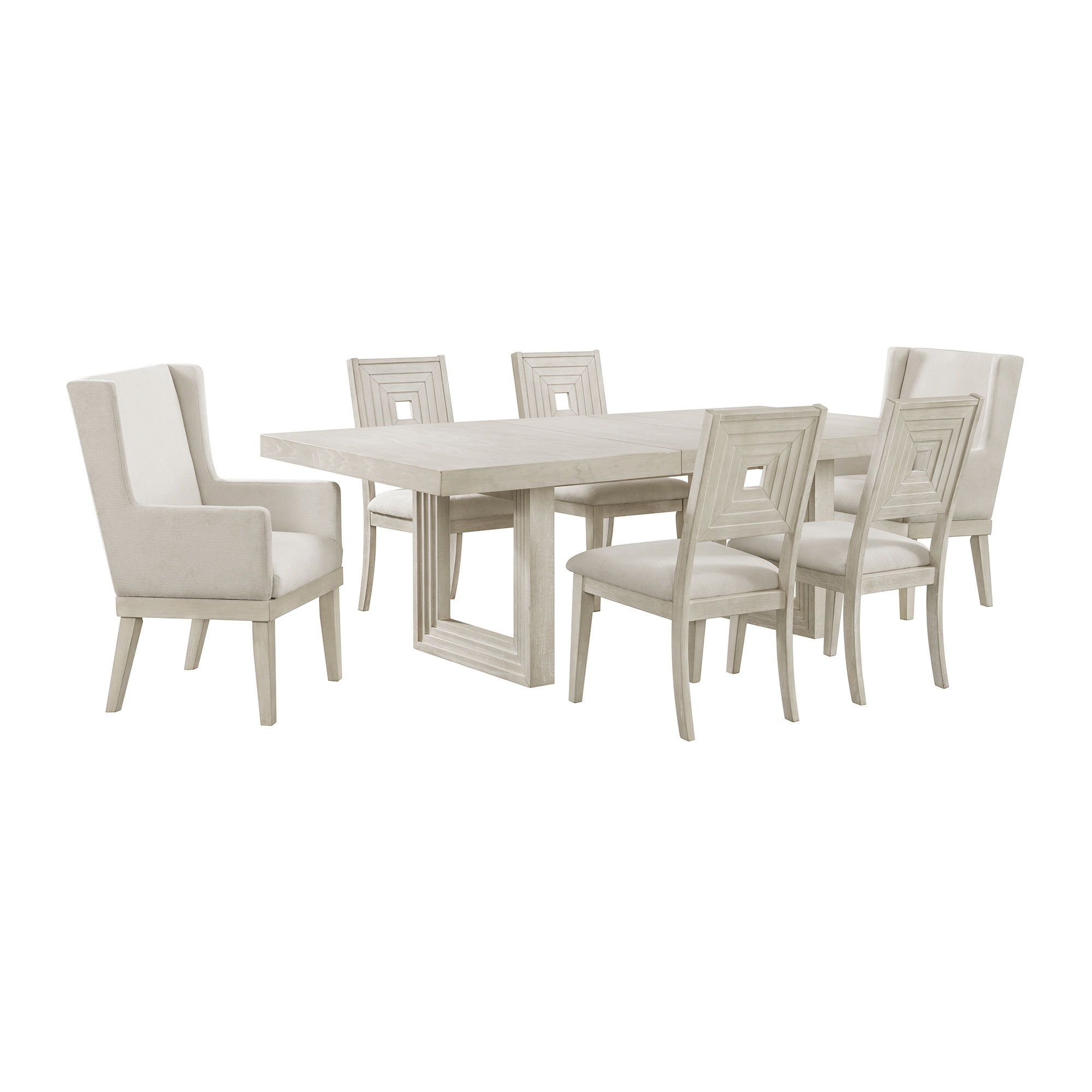 Avalanche - 7 Piece Standard Height Dining Set (Table, Four Chairs And Two Arm Chairs) - Antique White