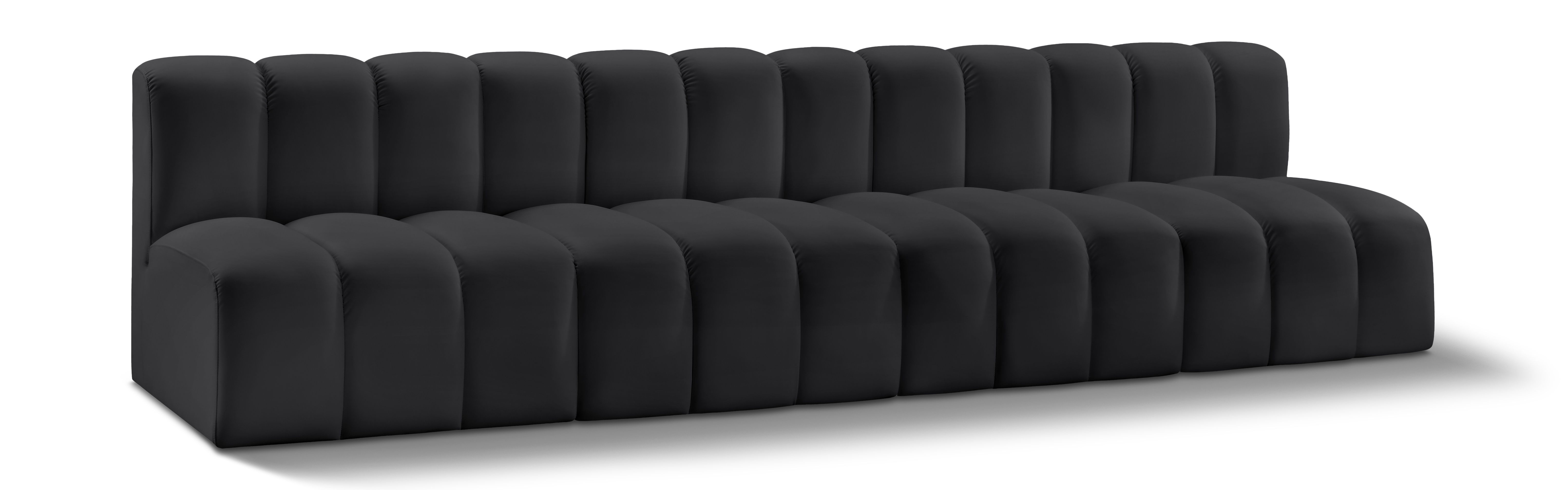 Arc - Faux Leather 4 Seats Modular Sofa - Black