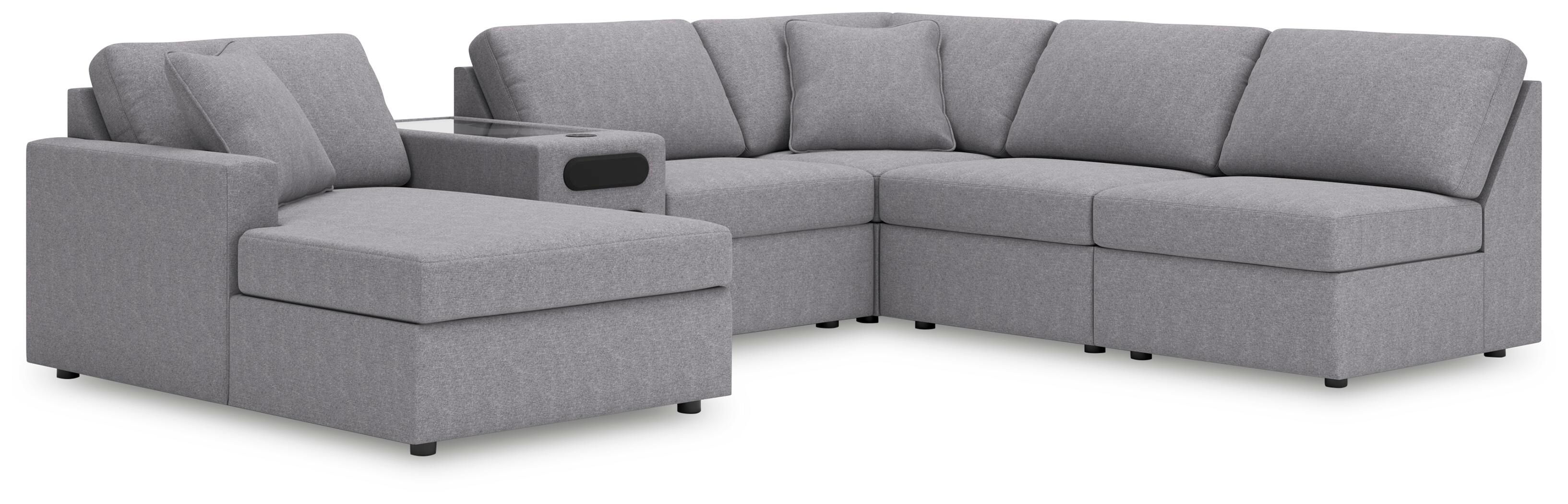 Modmax – 6-Piece Sectional With Laf Corner Chaise And Audio System Console – Granite