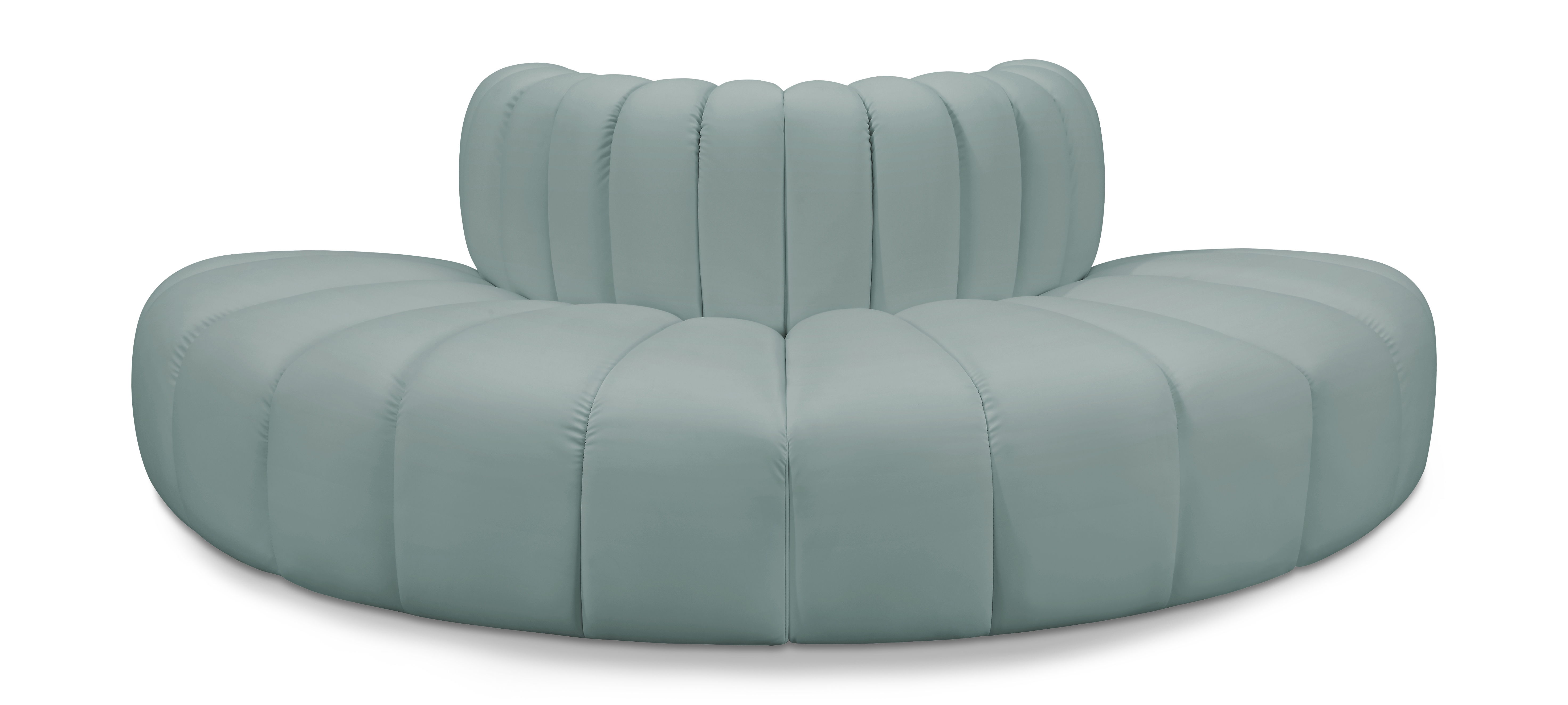 Arc - Faux Leather 4 Piece Modular Sofa - Mint Green