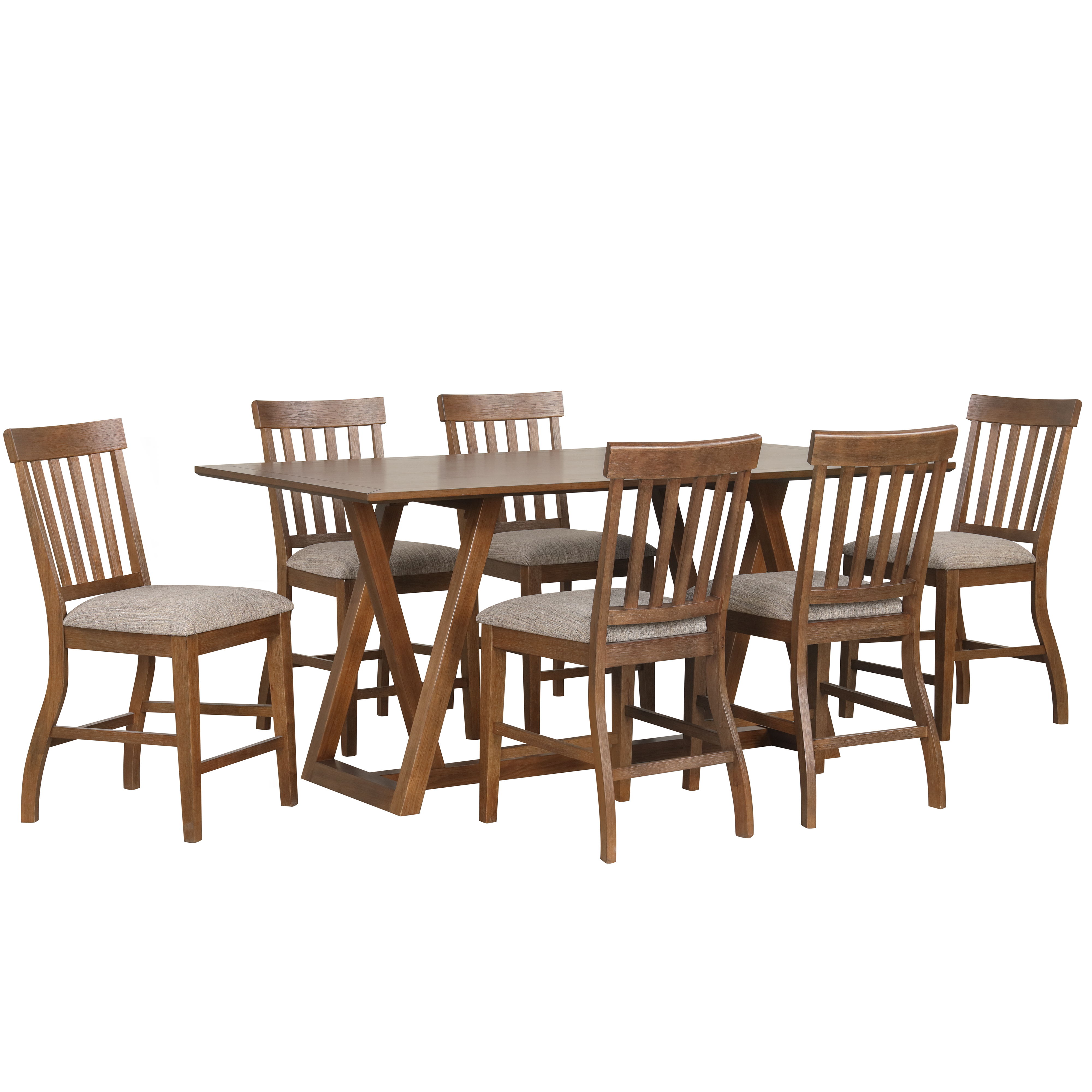 Putnam - Counter Table With 6 Chairs - Brown