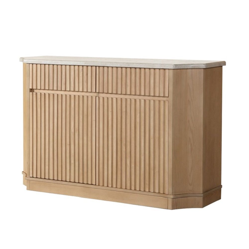 Qwin - Server With Marble Top - Marble Top & Oak, light brown, view 2