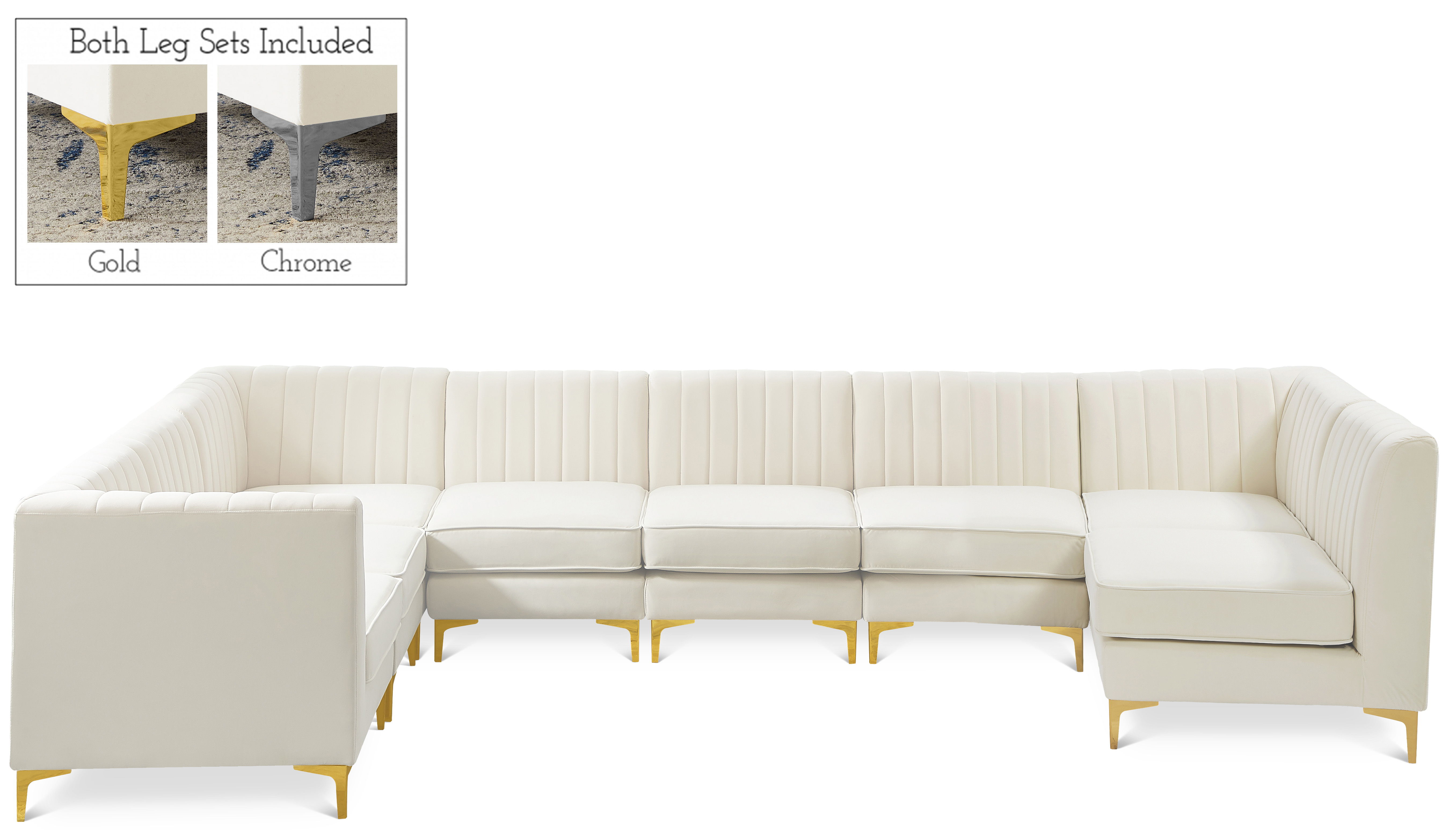 Alina - 8 Piece Velvet Modular Sectional - Cream