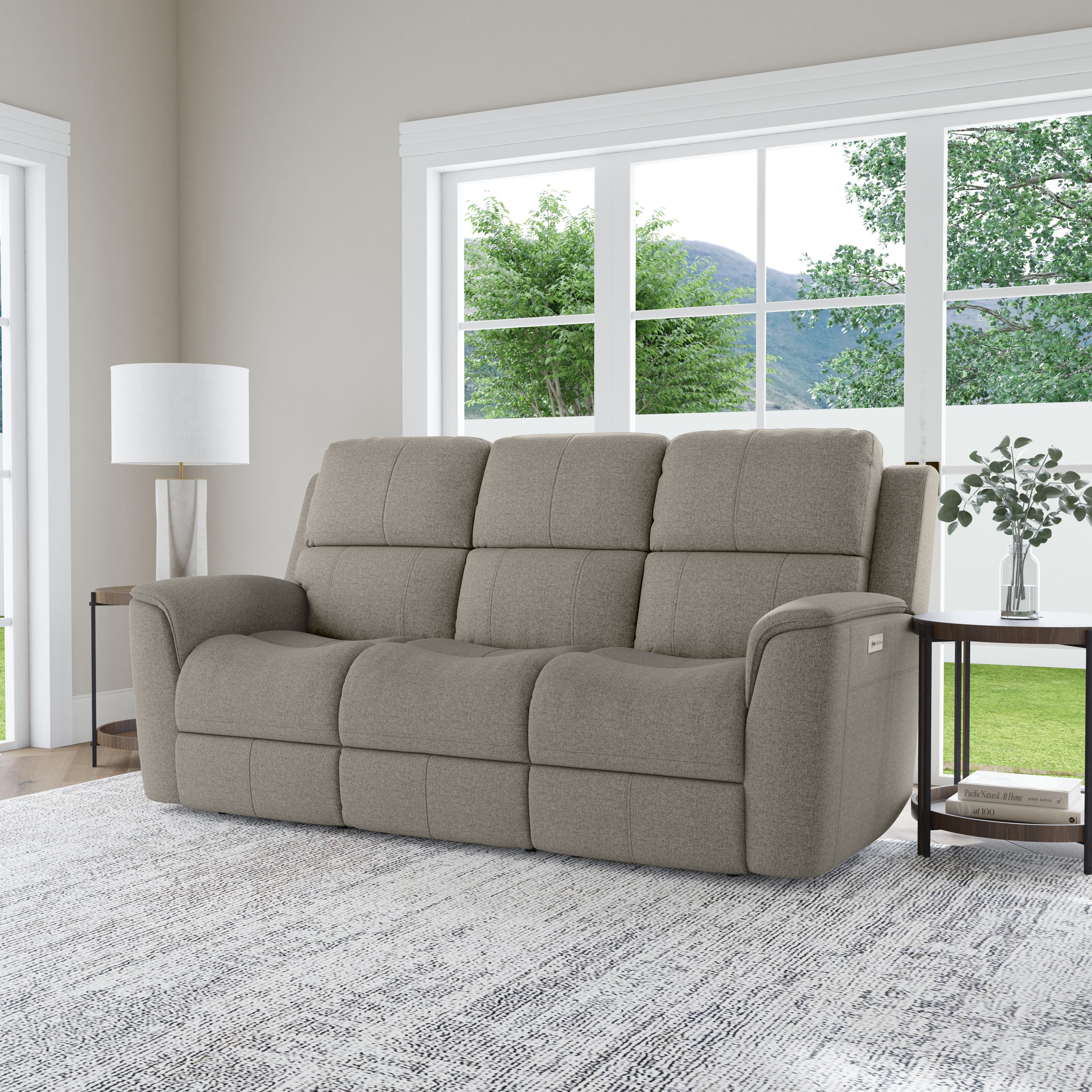 Henry - Power Reclining Sofa With Power Headrests & Lumbar - Fog, gray, view 7