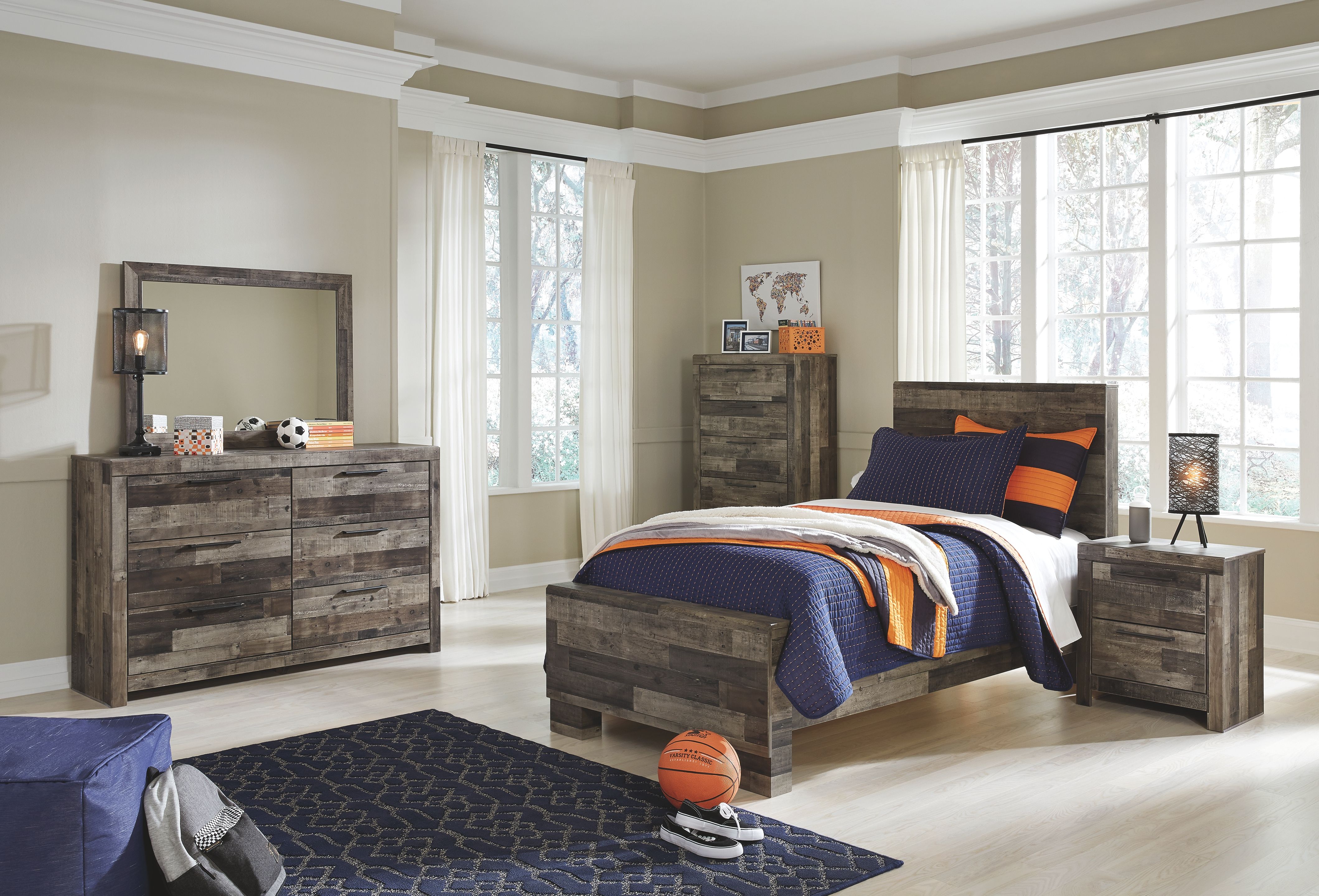 Twin · 7 Pc · Twin Panel Bed, Dresser, Mirror, Chest, Nightstand