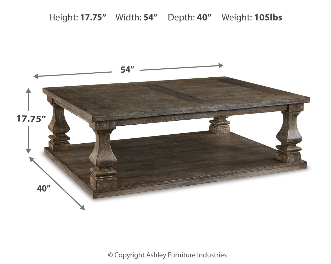 Ashley Furniture Johnelle - Rectangular Cocktail Table - Gray - Image 4