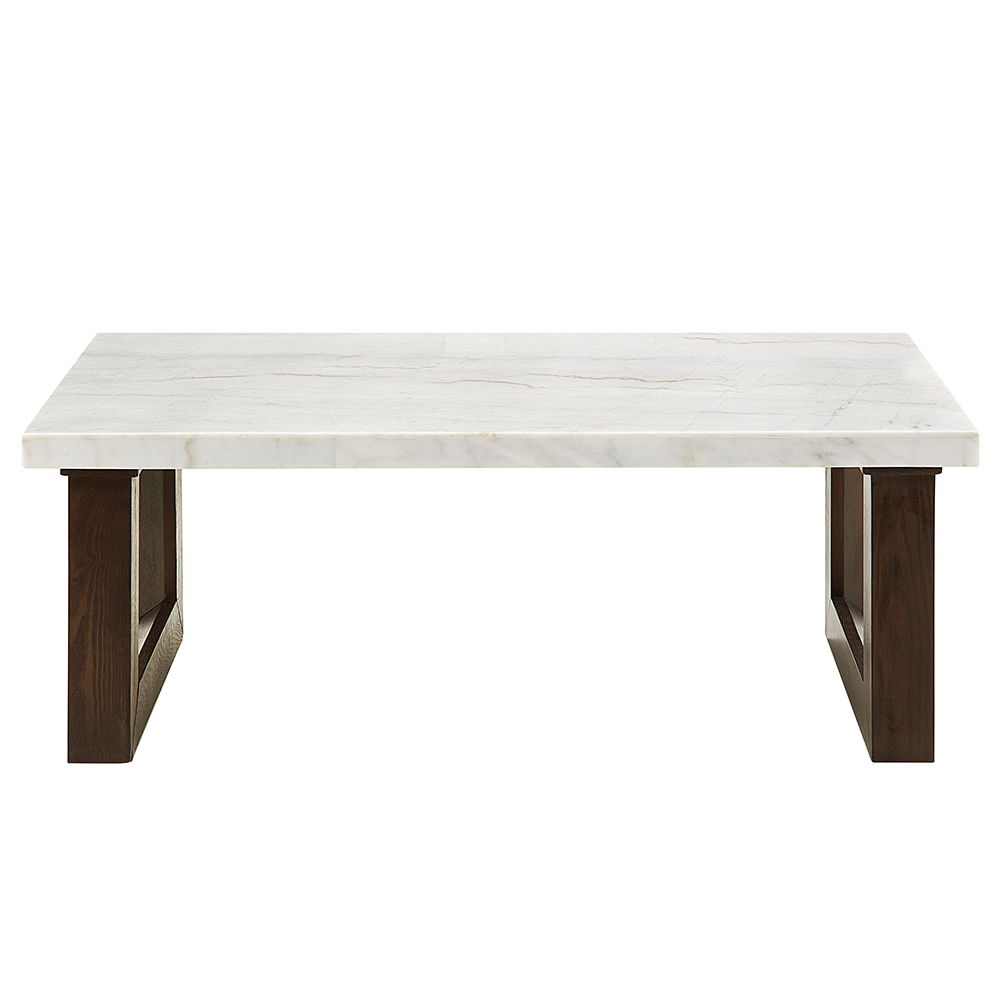 Edwyn - Coffee Table With Marble Top - White Natural Marble Top & Brown, white, view 6