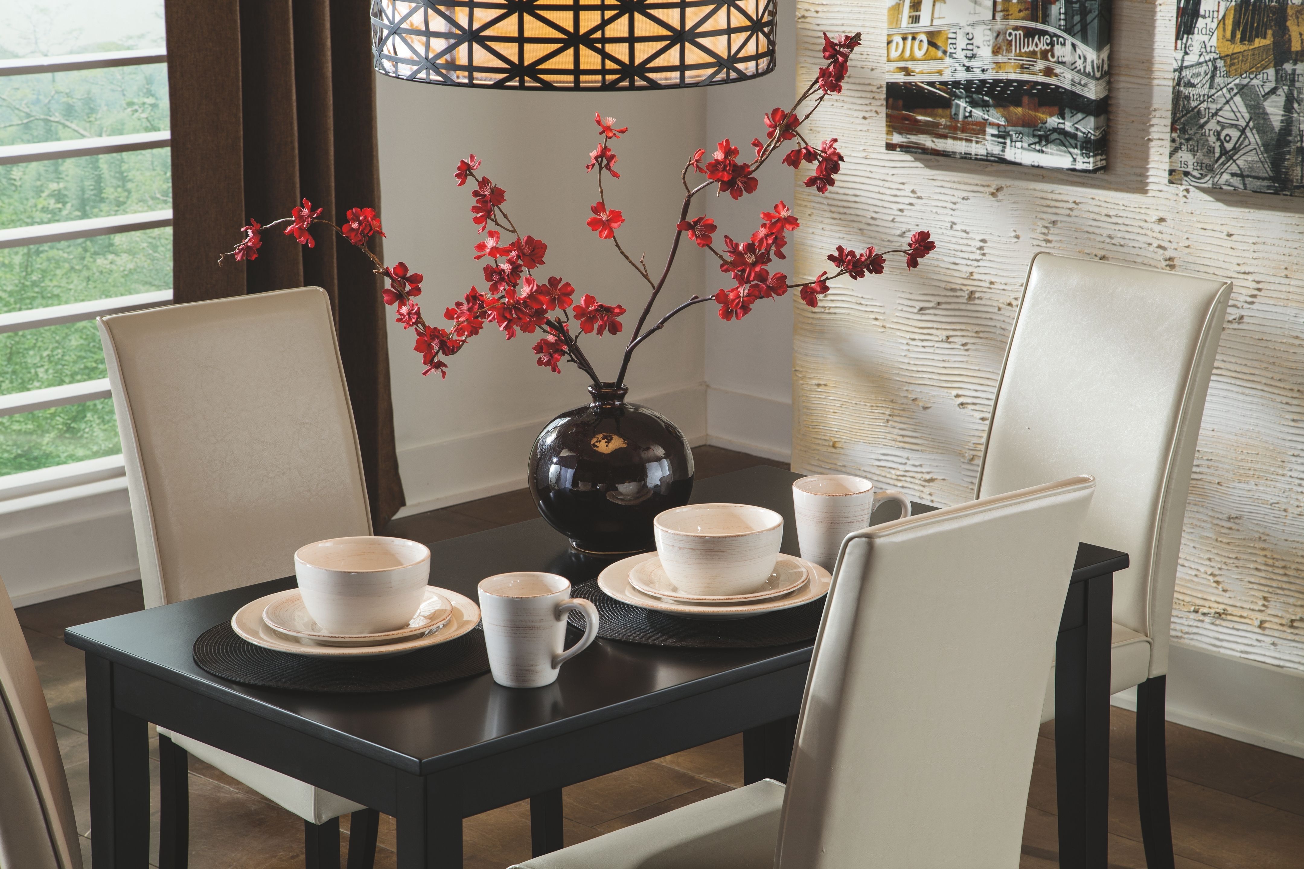 Ashley Furniture Kimonte - 5 Pc. - Dining Room Table, 2 Beige Side Chairs, 2 Brown Side Chairs - Dark Brown - Image 4