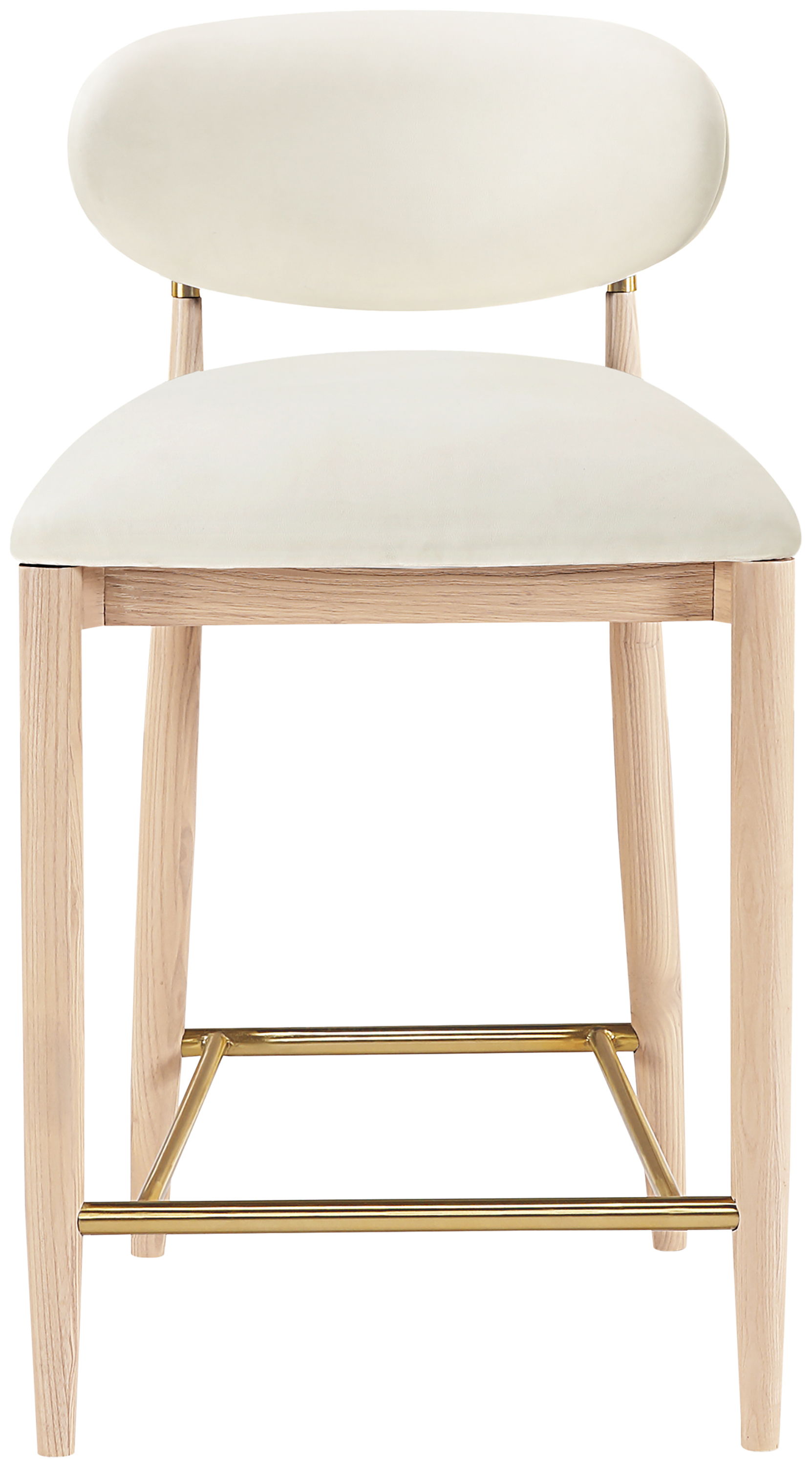 Riccio - Vegan Leather Upholstered Stool With Light Brown Legs - Cream
