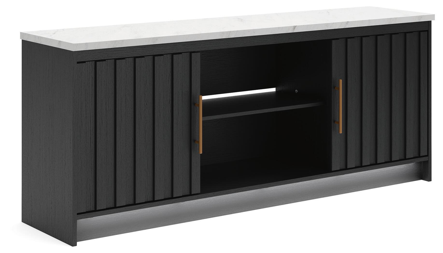 Ashley Furniture Cadmori - XL TV Stand With Fireplace Option - Black / White - Image 4