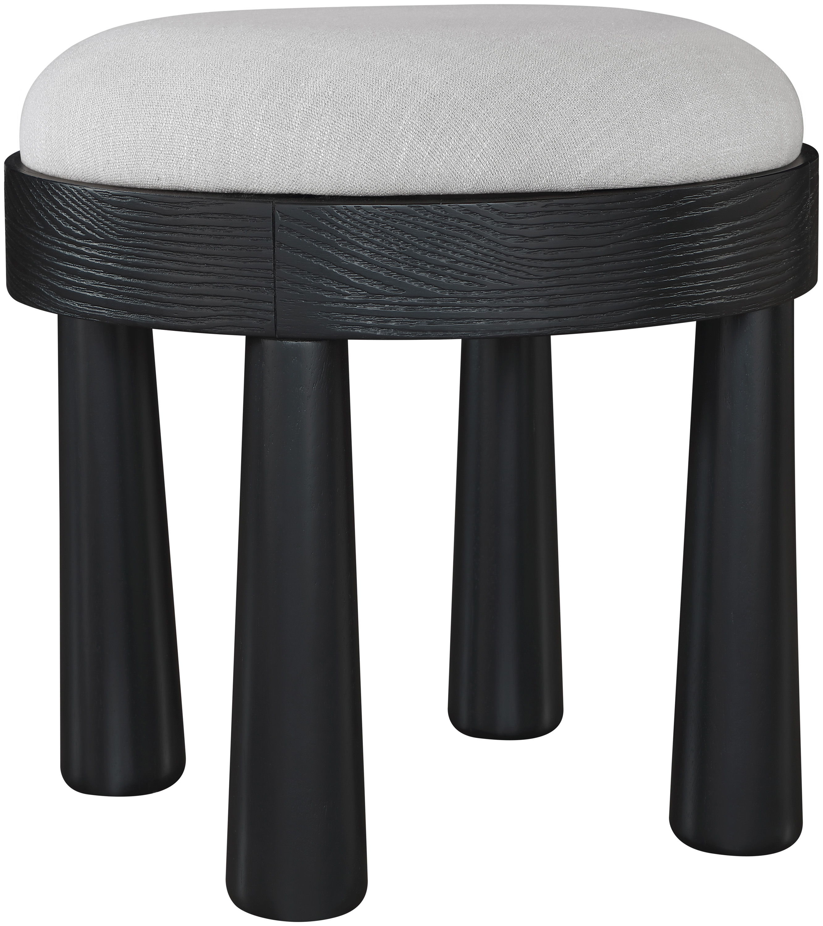 Larea - Linen Textured Fabric Upholstered Ottoman - Gray