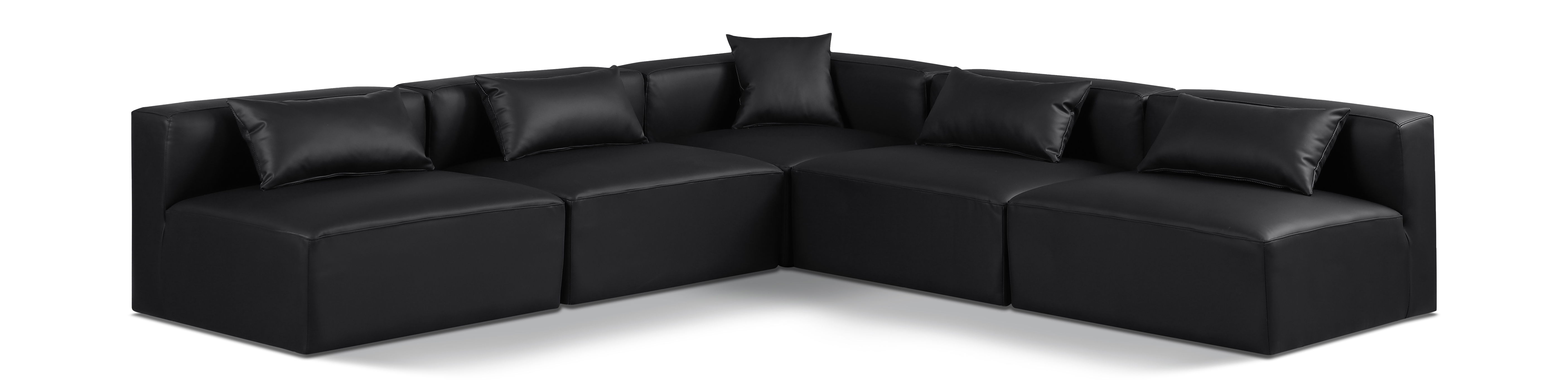 Cube - 5 Piece Modular Corner Armless Sectional - Black