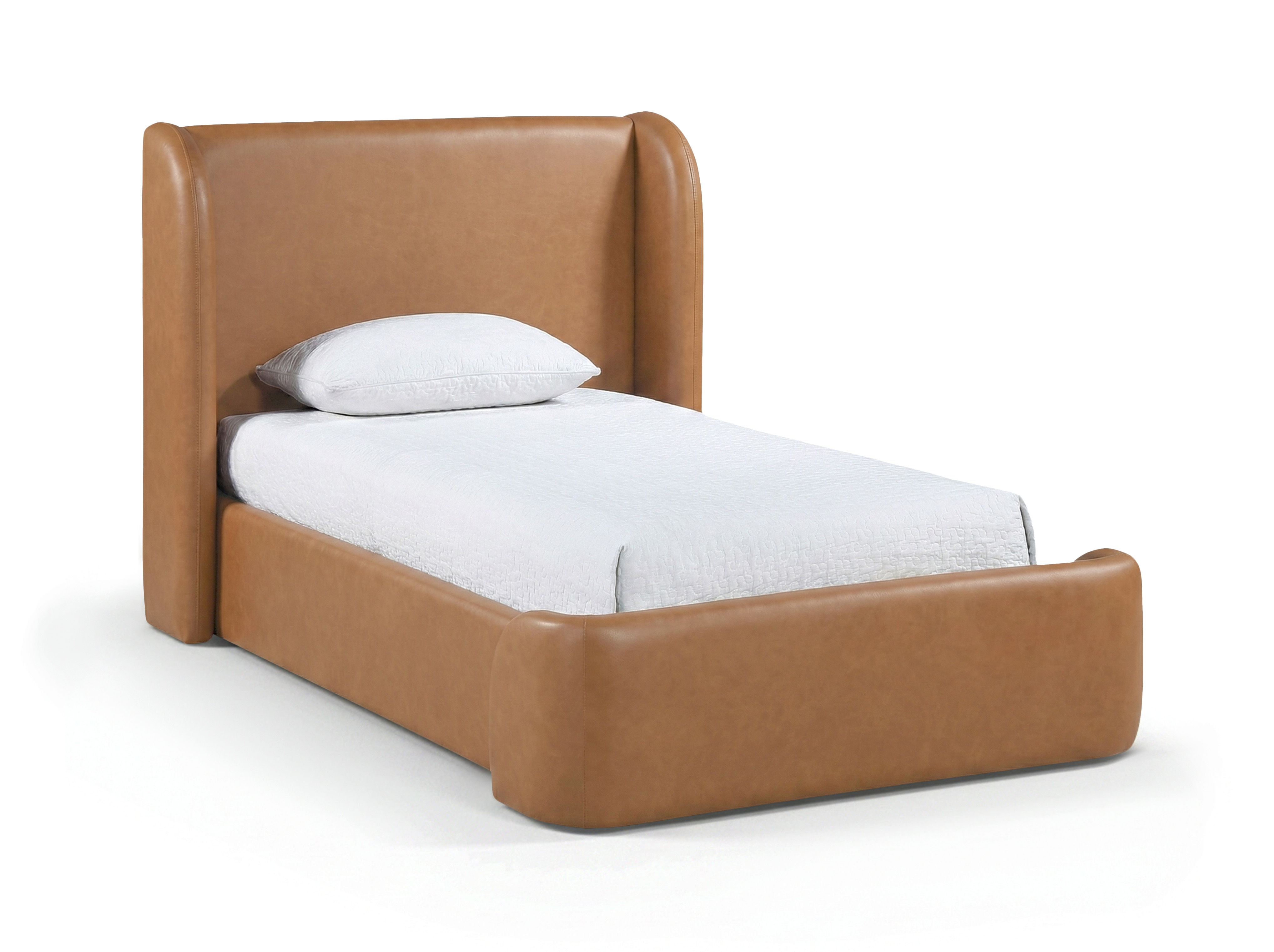 Warby - Vegan Leather Upholstered Twin Bed - Cognac