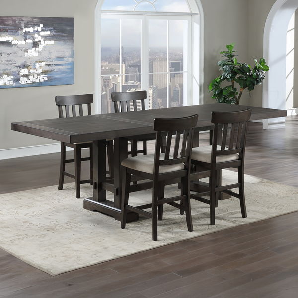 Napa - 5 Piece Dining Set - Dark Brown & White