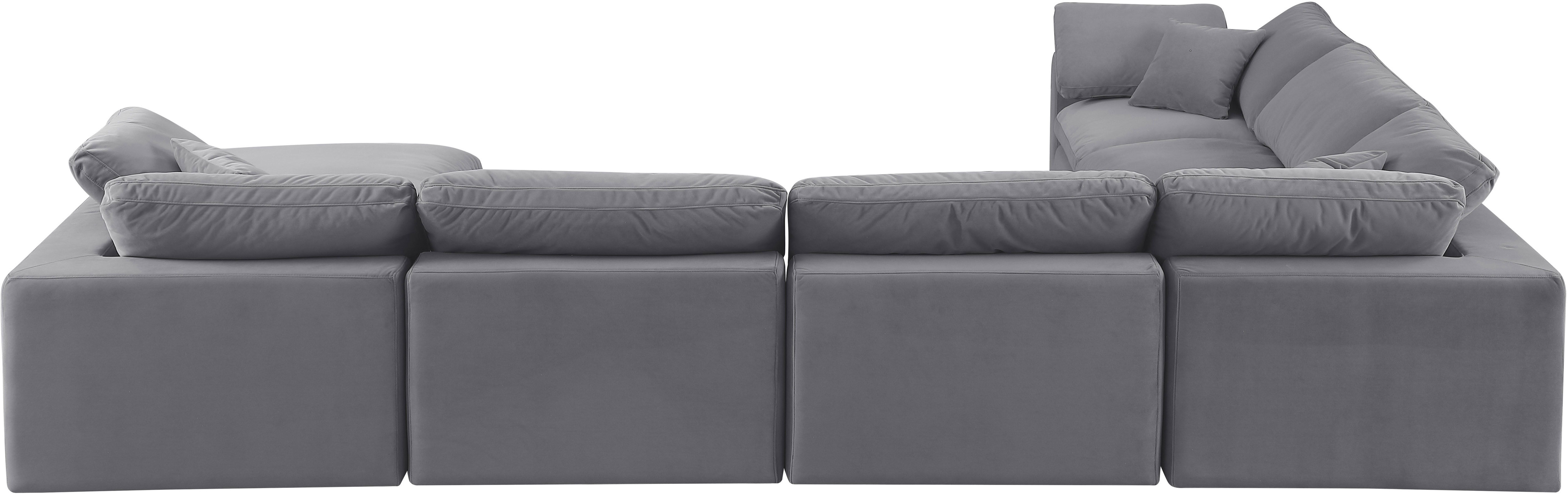 Comfy - 7 Piece Velvet Modular Sectional With Chaise - Dark Gray