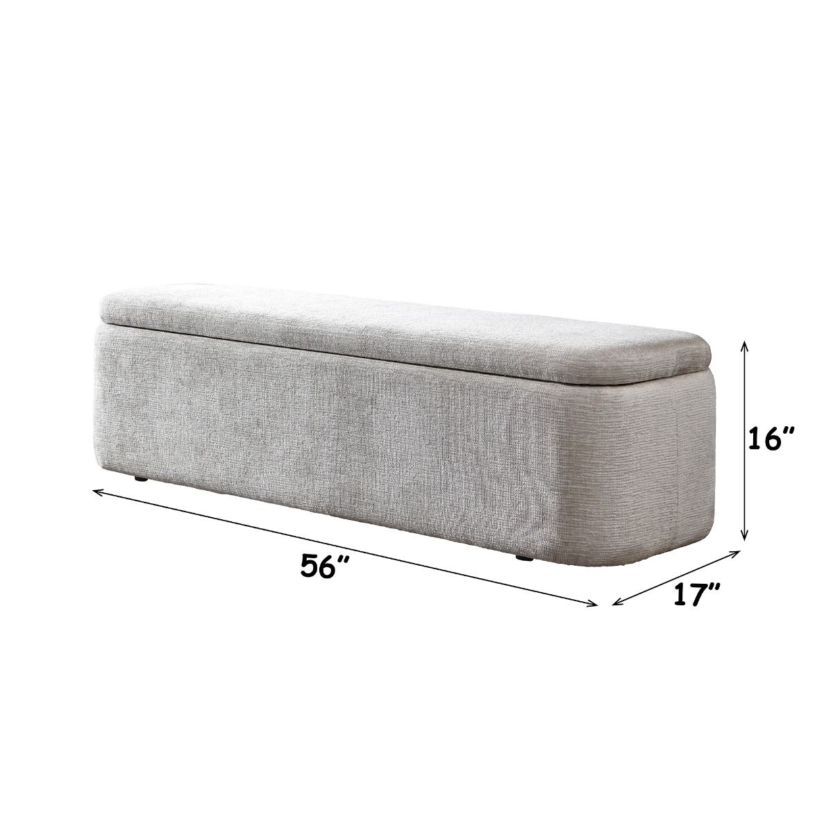 Orane - Bench With Storage - Gray, light gray, view 5