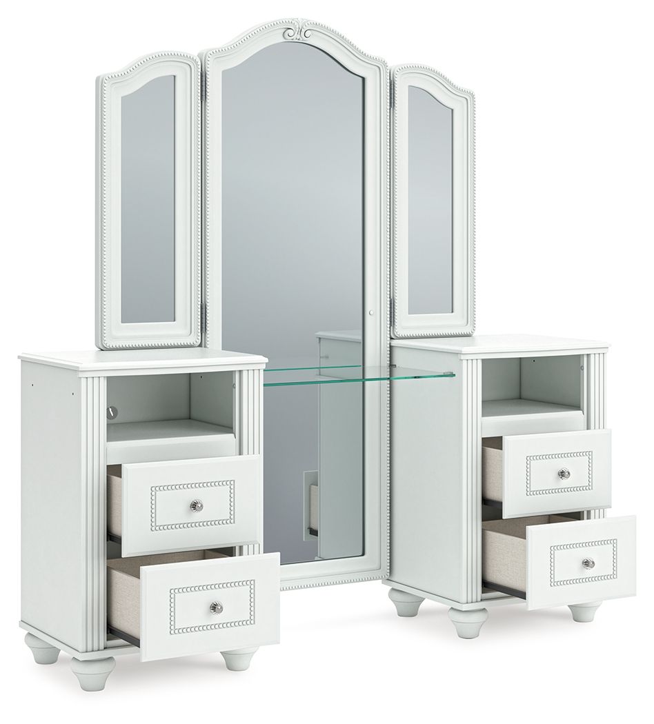 Ashley Furniture Kozlani - Vanity With Mirror - White - Image 5