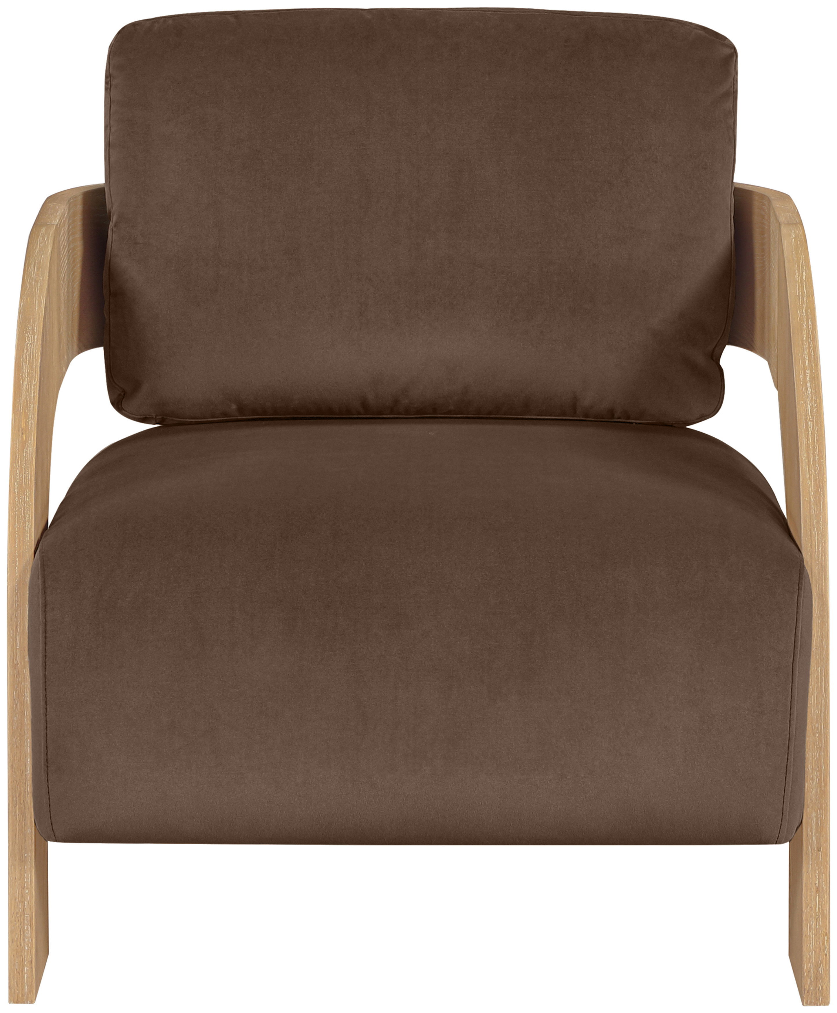Cedra - Velvet Performance Fabric Upholstered Accent Chair - Brown / Natural