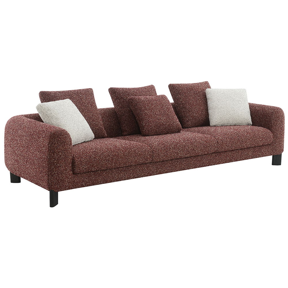 Mardi - Sofa With 6 Pillows - Maroon Tweed, dark red, view 2