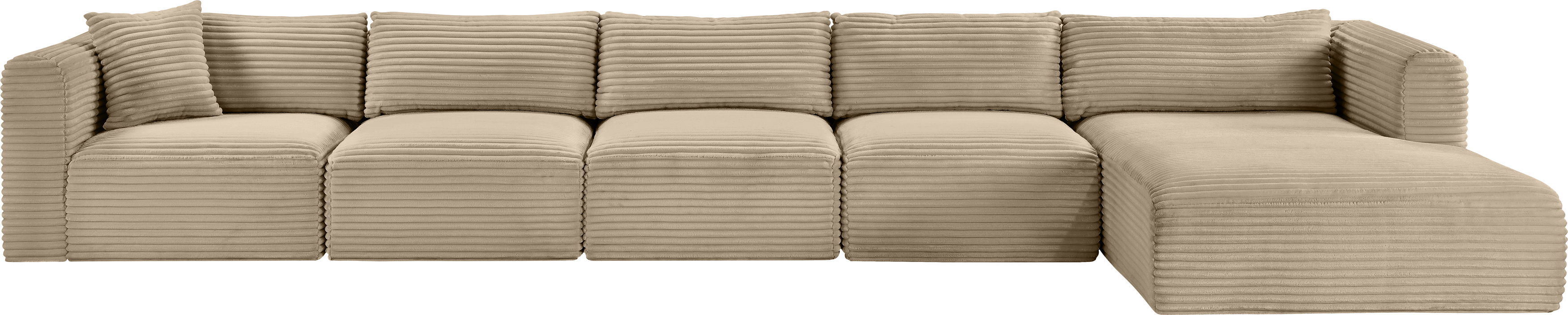 Shaggy - 5 Piece Modular Sectional With Chaise - Taupe
