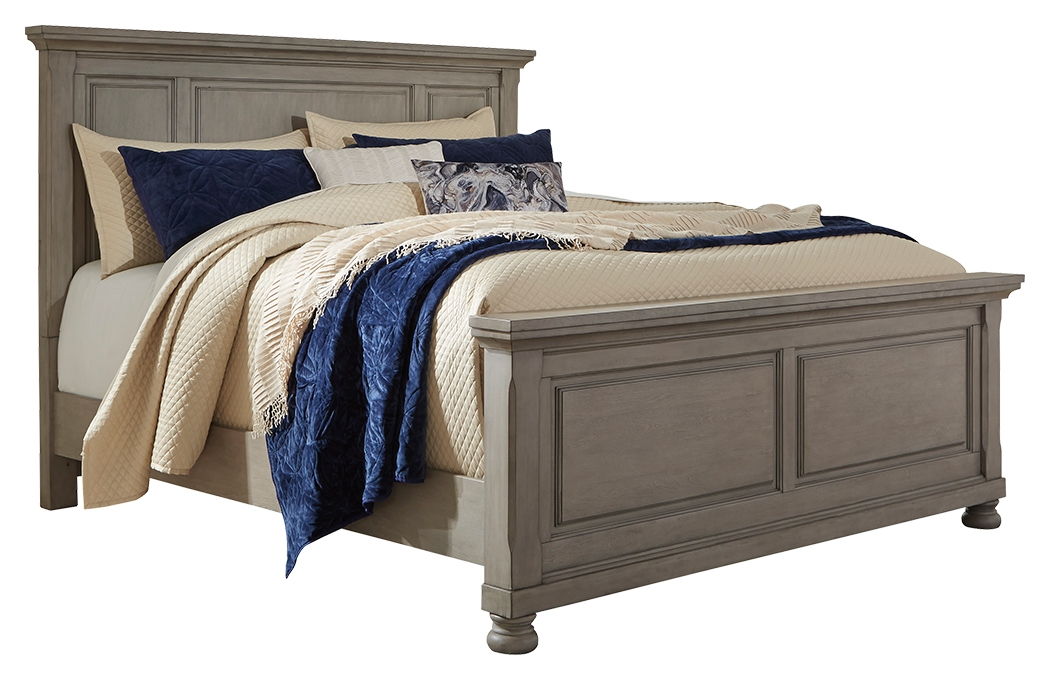 Lettner - 5 Pc. - Dresser, Mirror, Queen Panel Bed - Light Gray