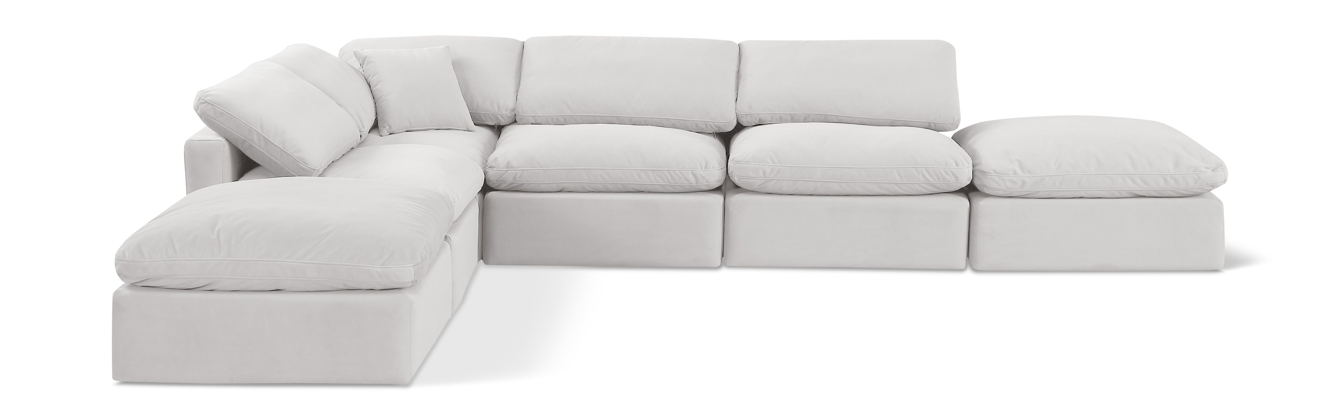 Indulge - Velvet 6 Piece Modular Armless Sectional - Off White