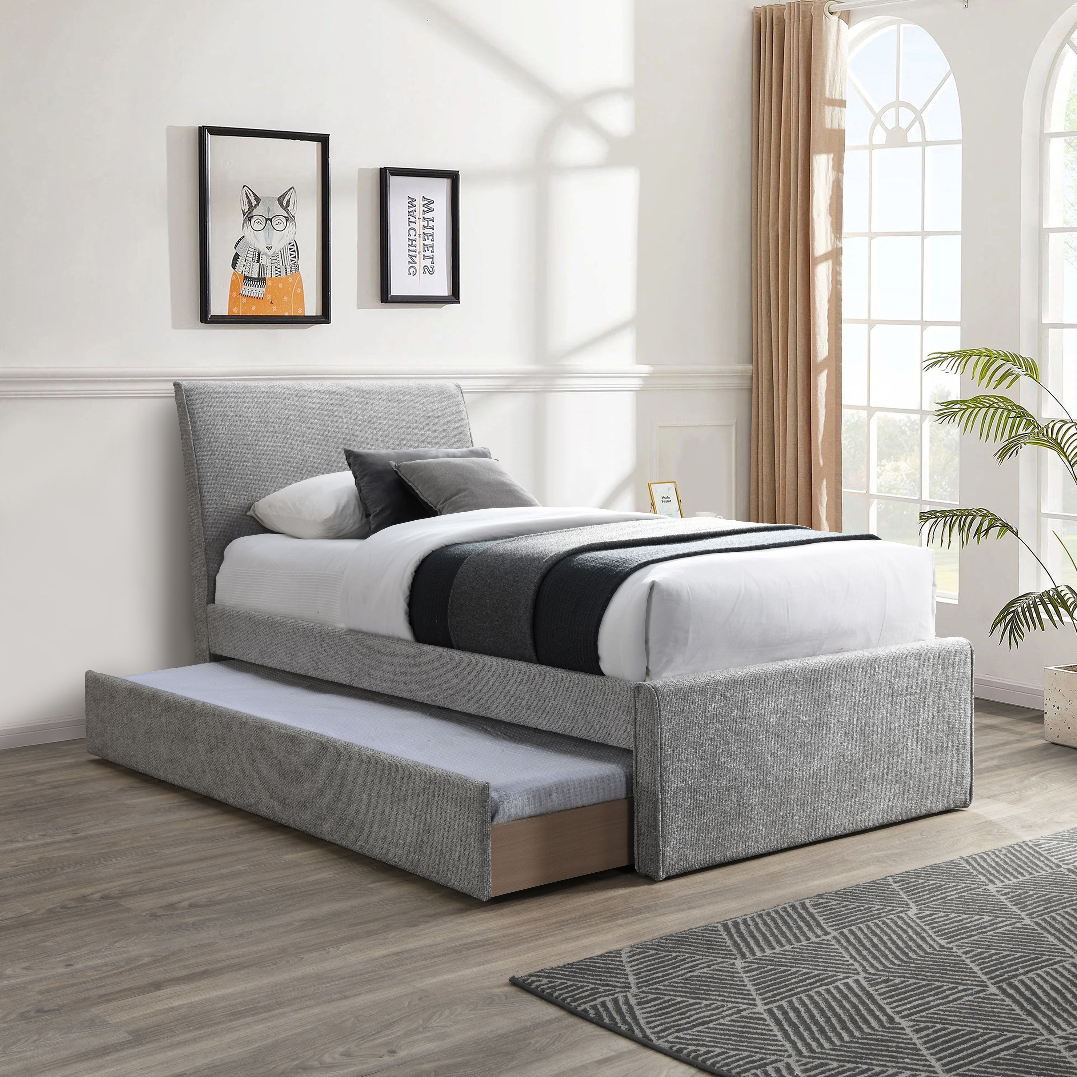 Myles - Twin Trundle Bed - Gray
