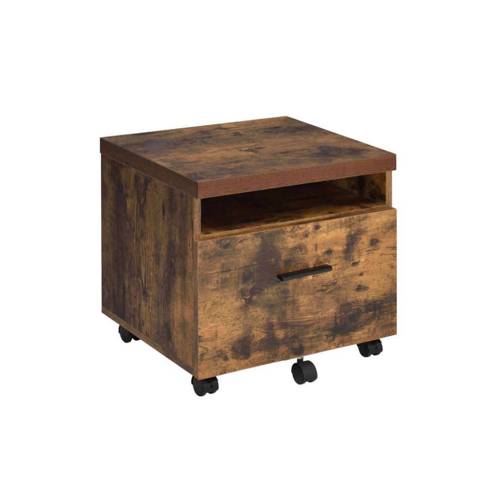 Bob - File Cabinet - Weathered Oak & Black, light brown