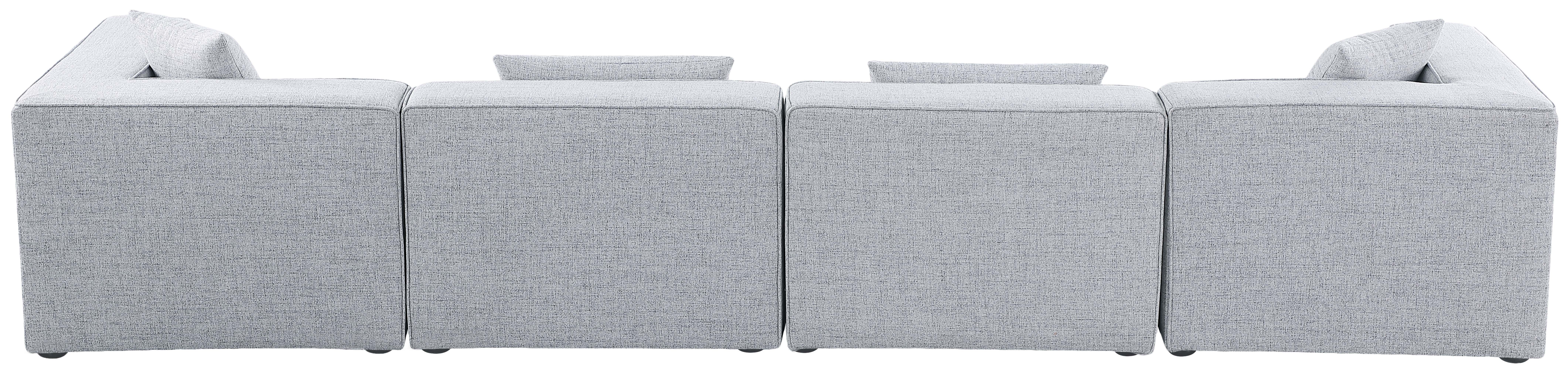 Cube - Linen Modular 4 Piece Sofa - Gray