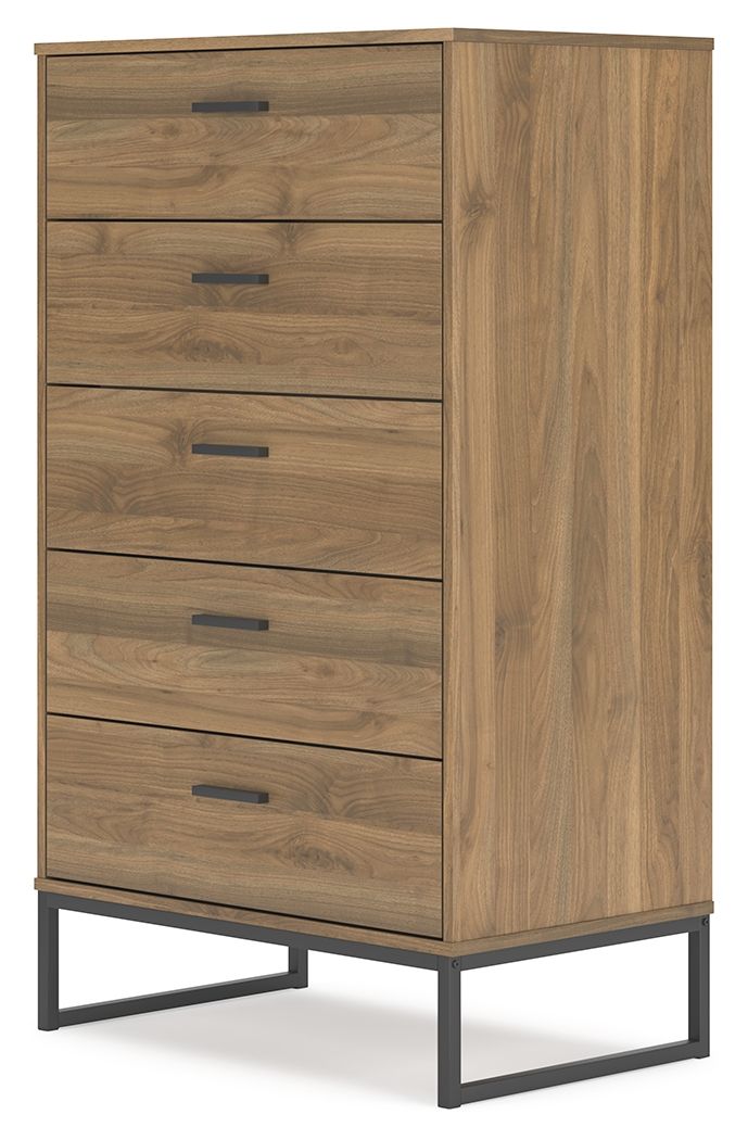 Deanlow - Five Drawer Chest - Honey, light brown, view 4