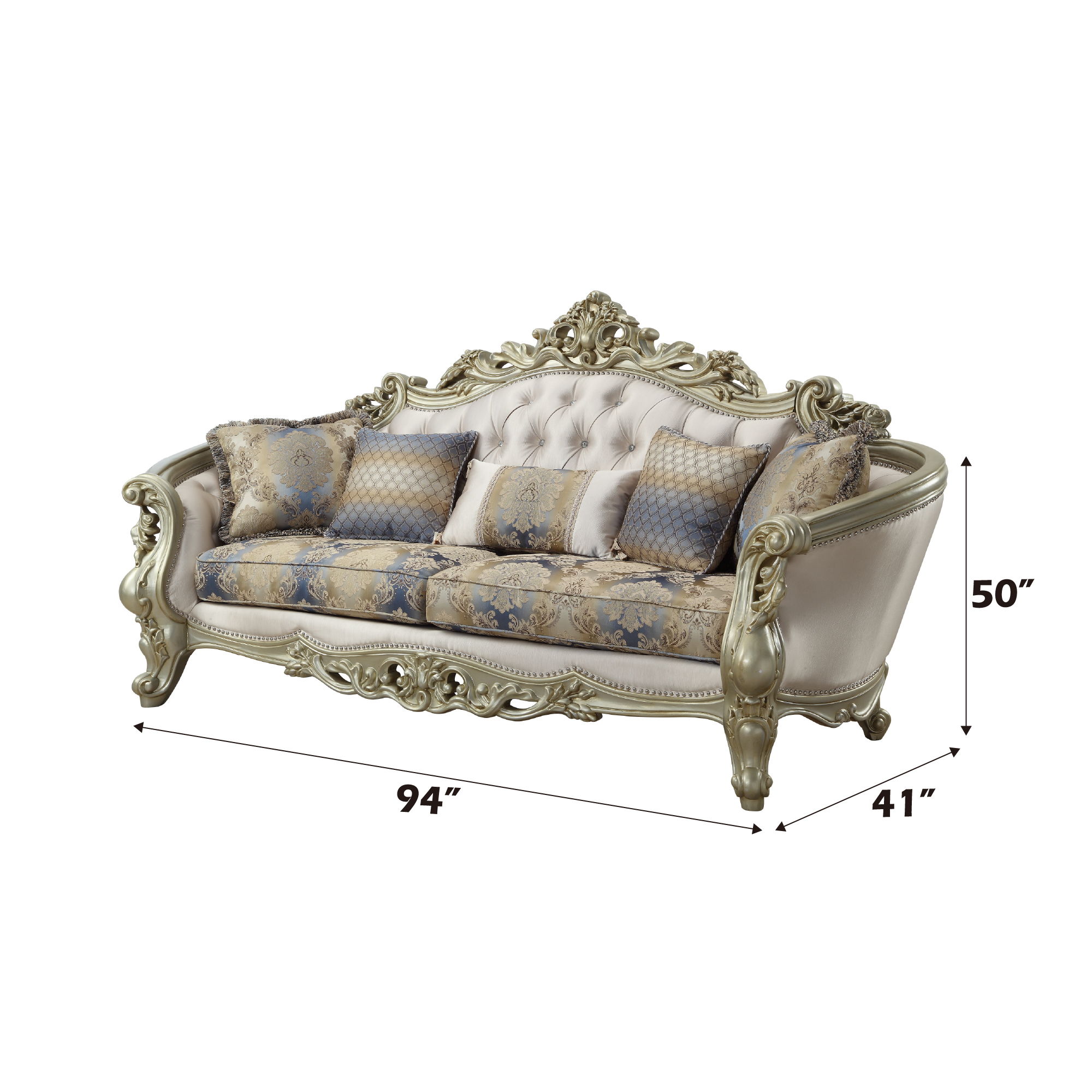 Gorsedd - Sofa With 5 Pillows - Fabric & Golden Ivory, beige, view 2