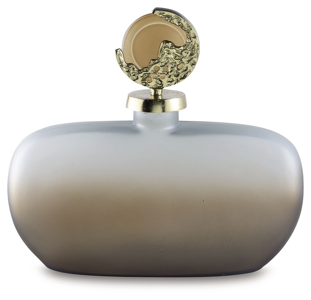 Acario - 11" Jar - Taupe / Gold Finish