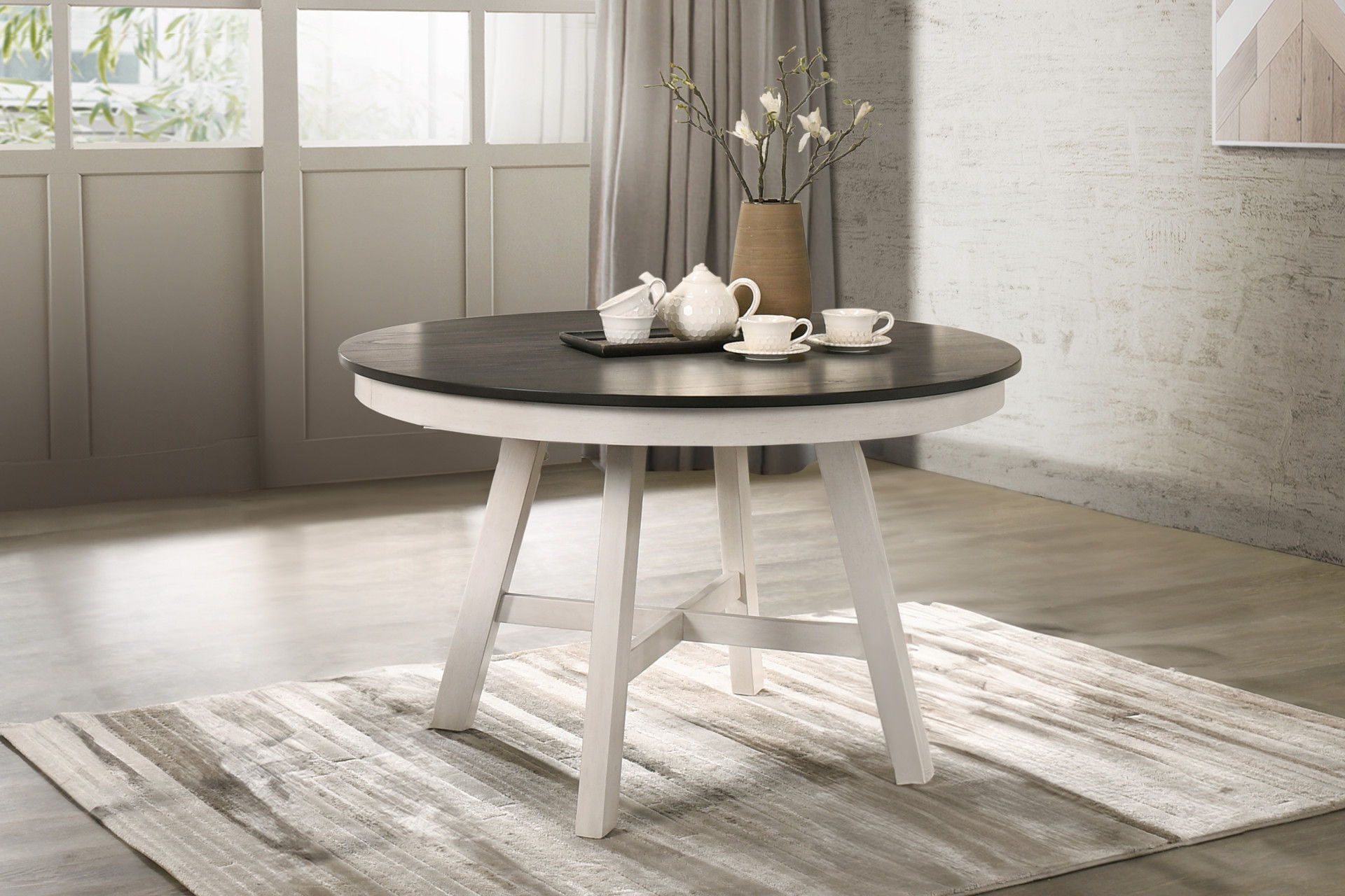 Maisie - Round Table - White / Brown, white, view 6