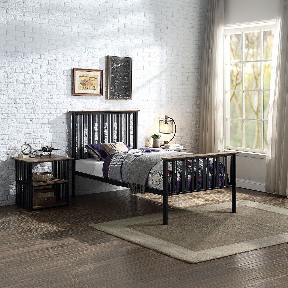 Zudora - Nightstand - Antique Oak & Black, black, view 6