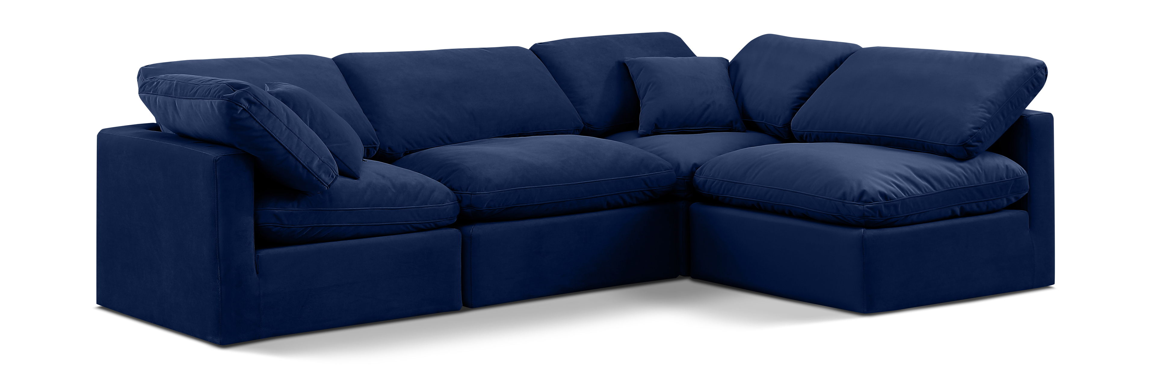 Indulge - Velvet 4 Piece Modular Sectional - Blue