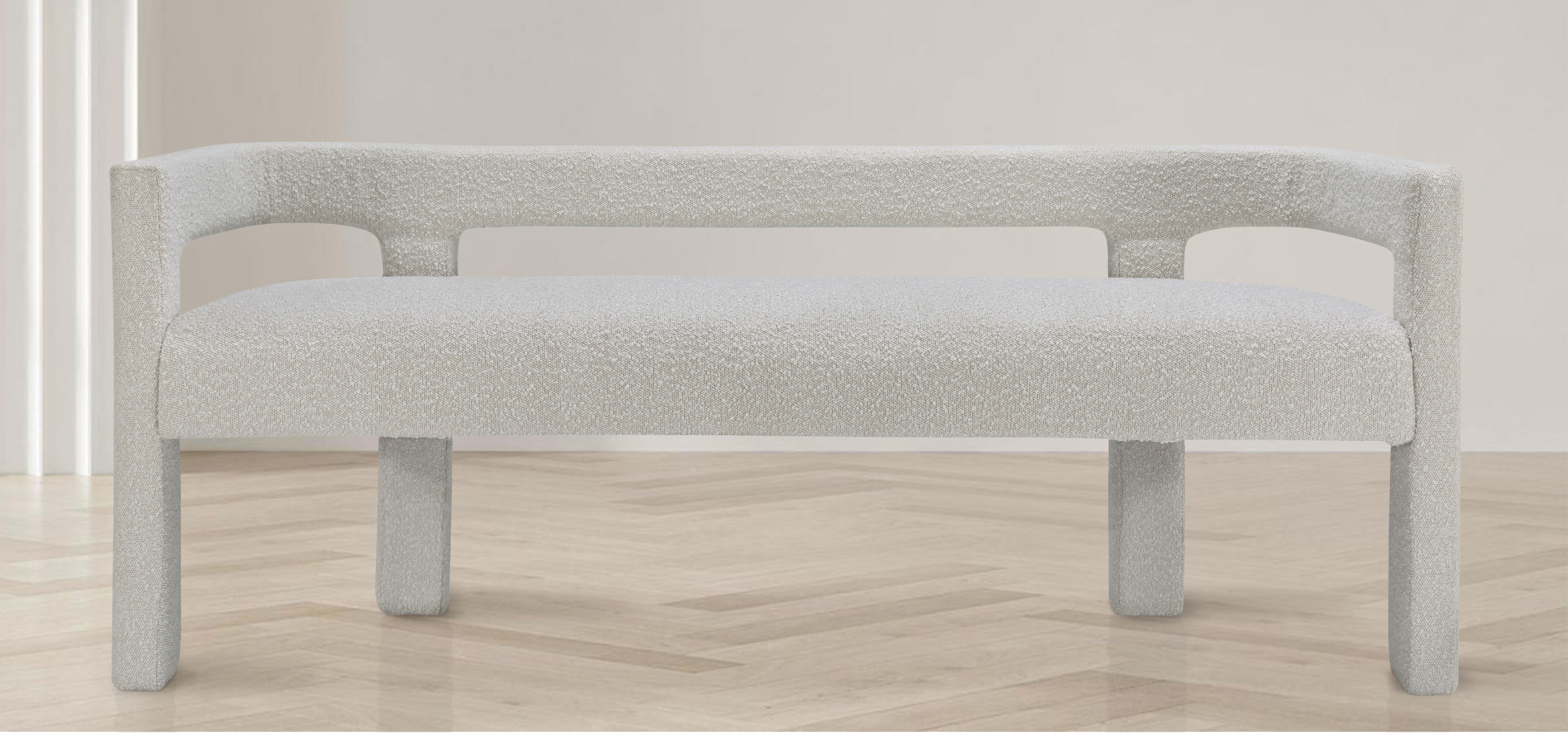 Athena - Boucle Fabric Bench - Cream