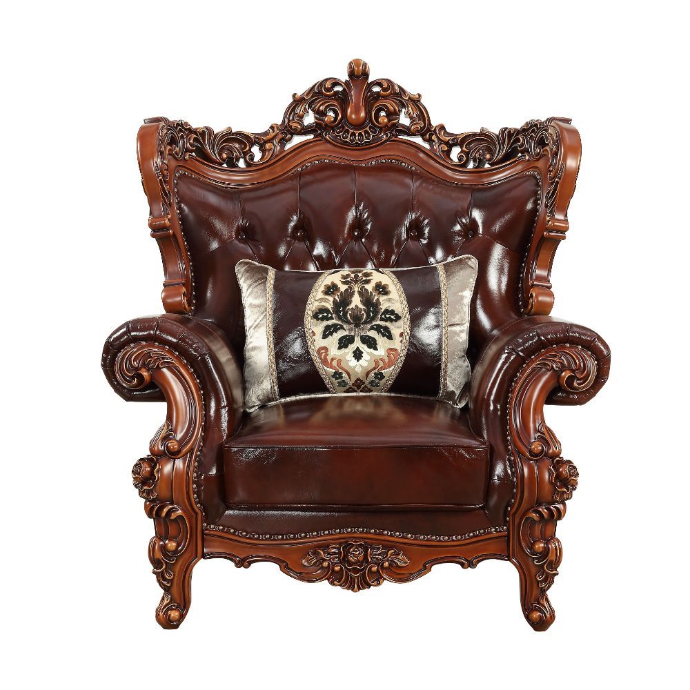 Eustoma - Chair - Cherry Top Grain Leather Match & Walnut, dark brown, view 2