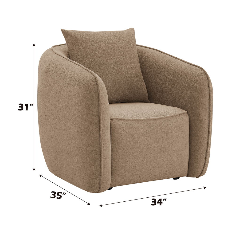 Keith - Chair With Pillow - Brown Chenille, light brown, view 6