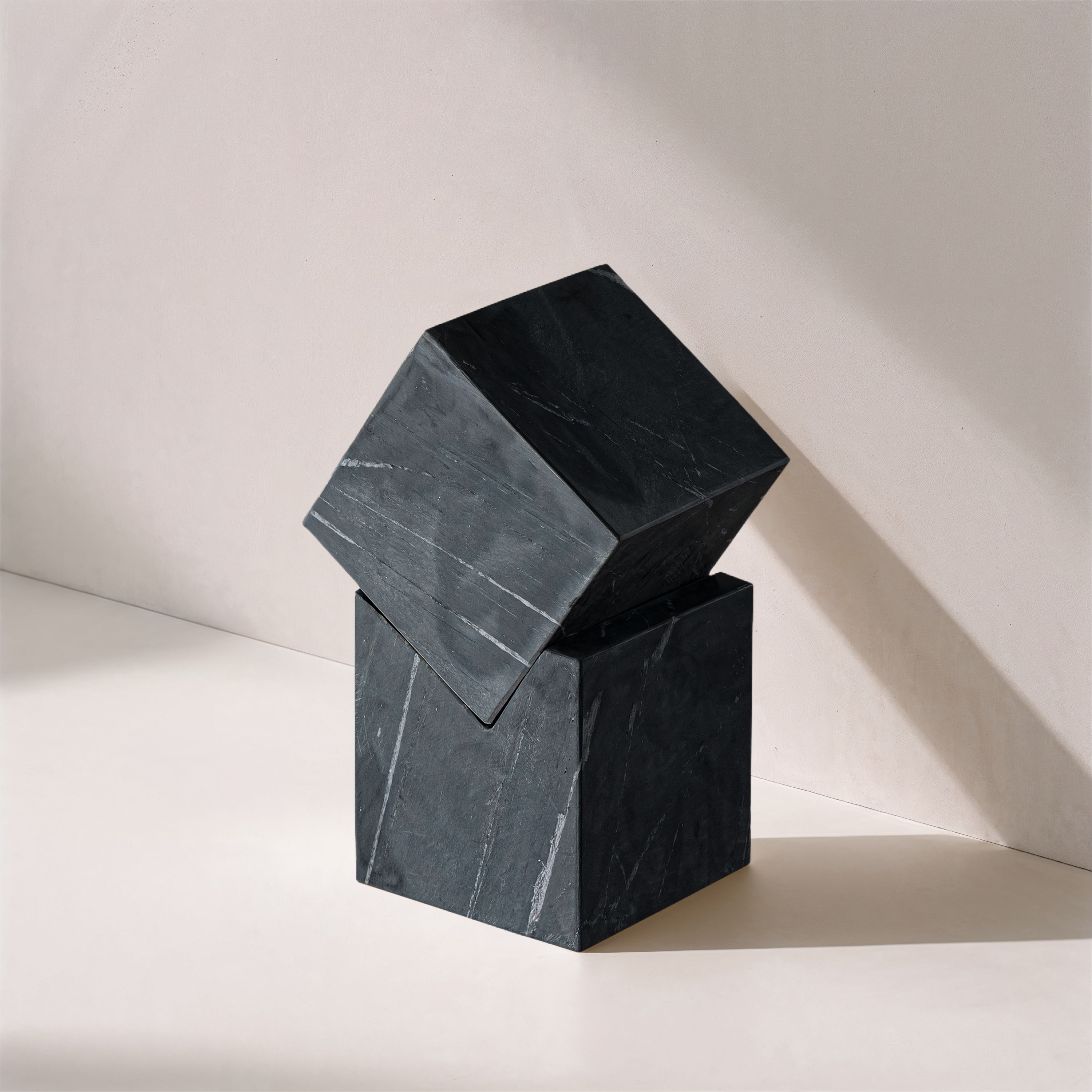 Quad - Marble Decorative Cube - Black