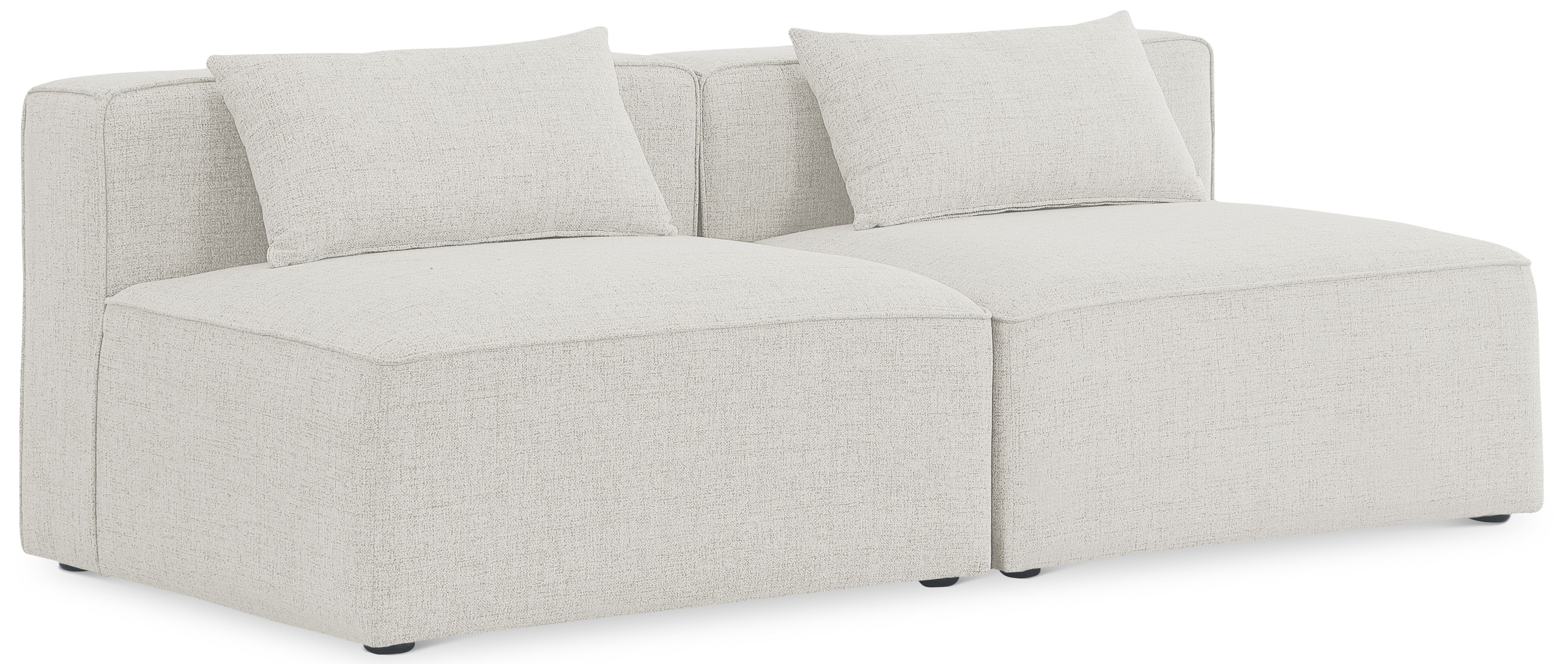 Cube - Linen Modular 2 Seat Armless Sofa - Cream