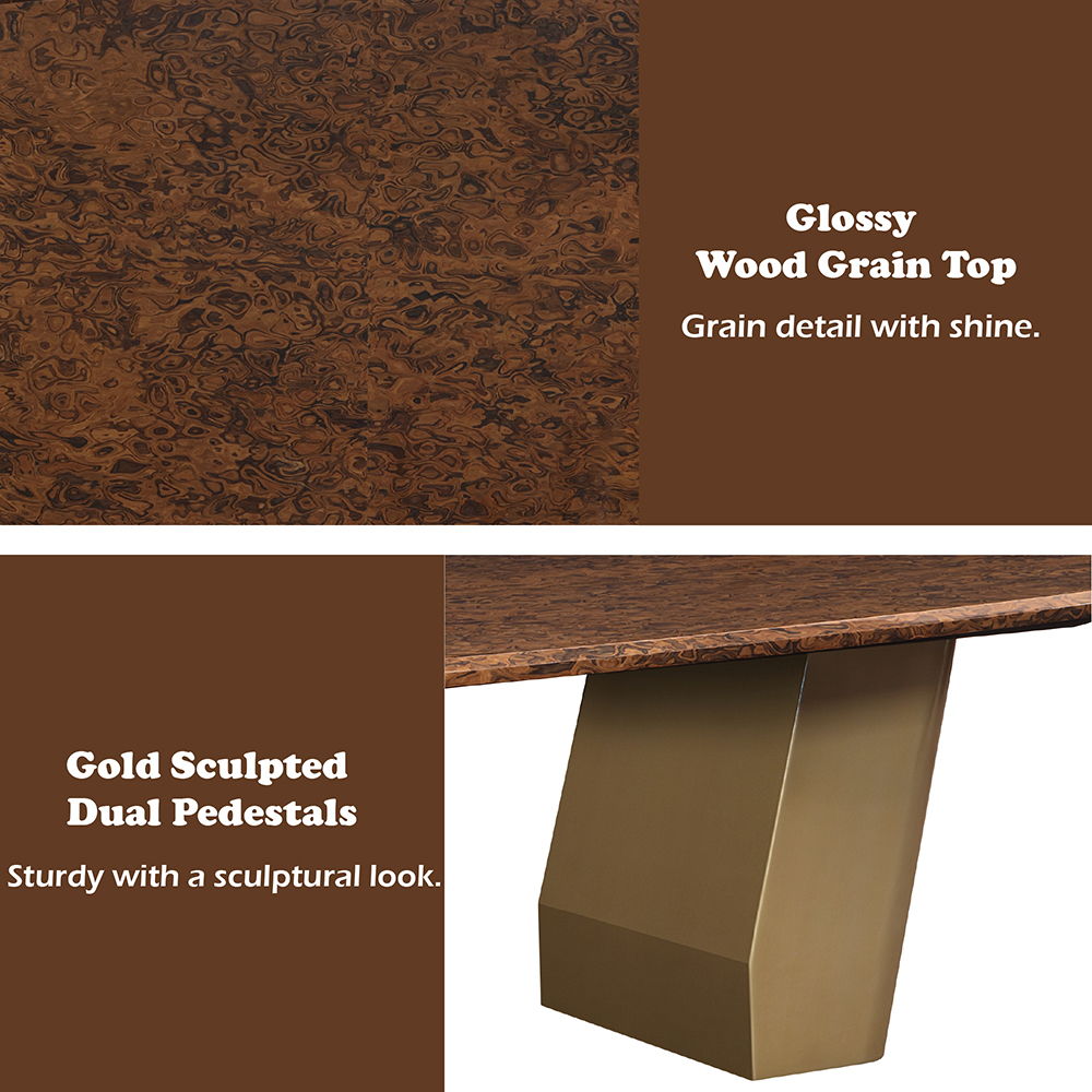 Jamonica - Dining Table - Brown / Gold, dark brown, view 6