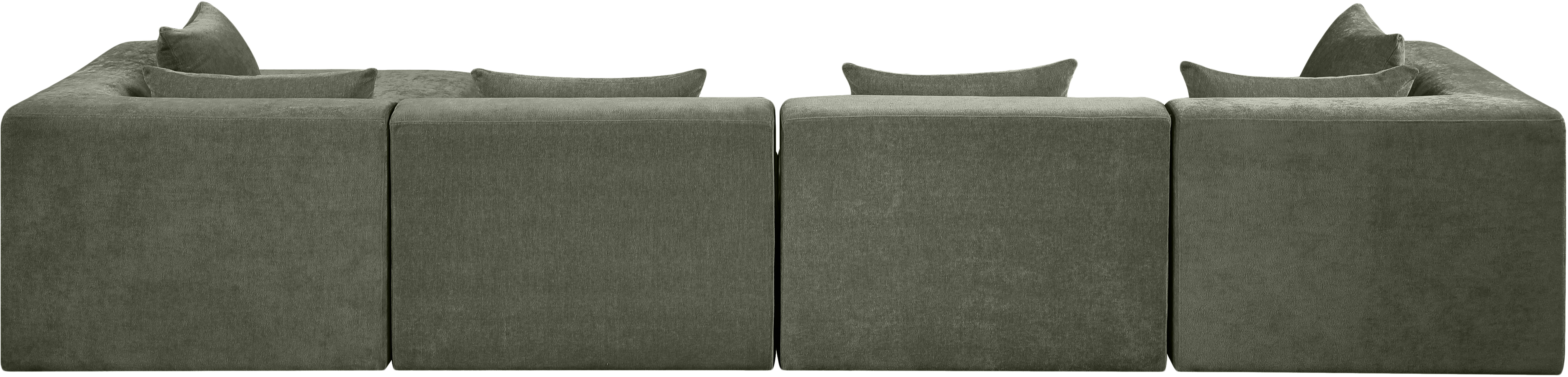 Stellar - 5 Piece Chenille Fabric 152" Upholstered Modular Sectional - Green